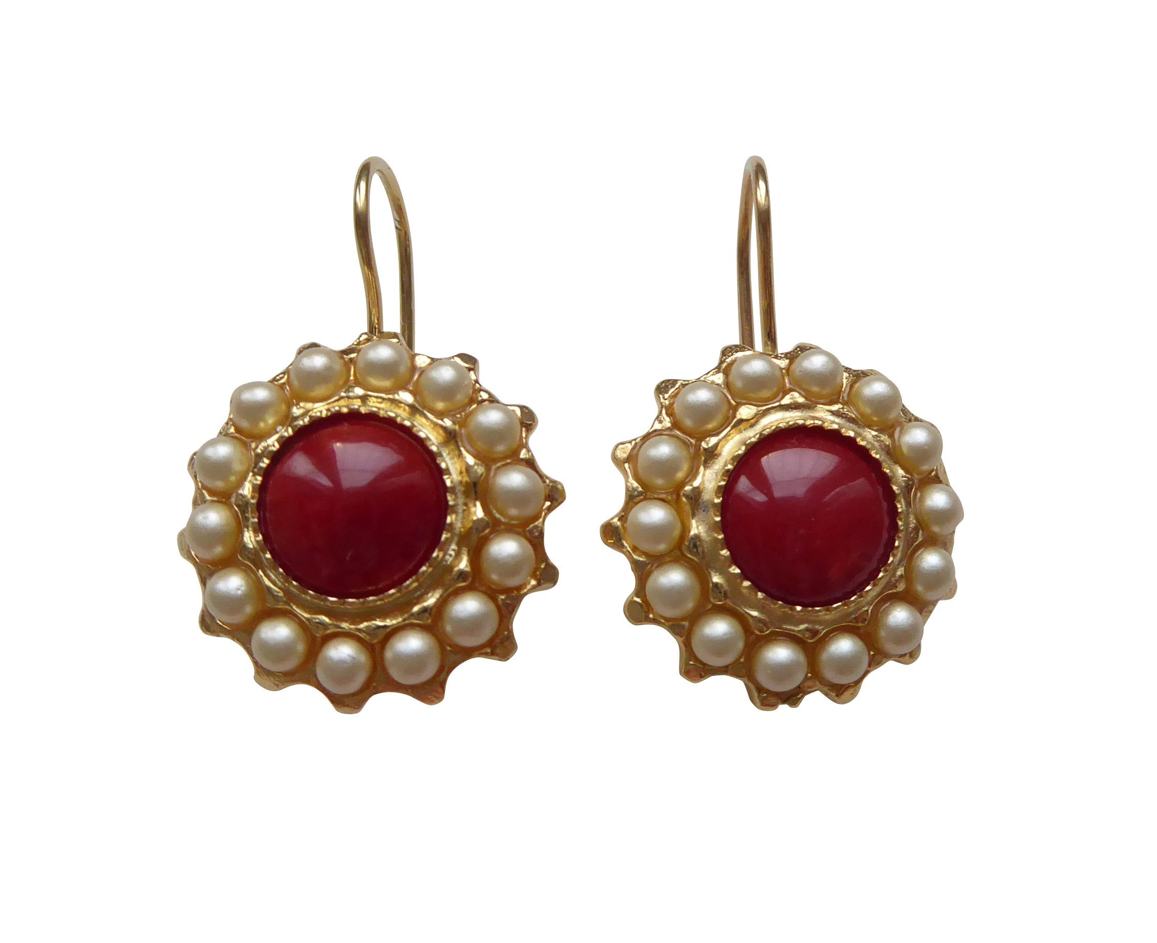 Mugello Paar Серьги Angelica Koralle nostalgisch altmodisch Retro klassisch chic, Handarbeit aus kleiner florentinischen Manufaktur, Vintageschmuck