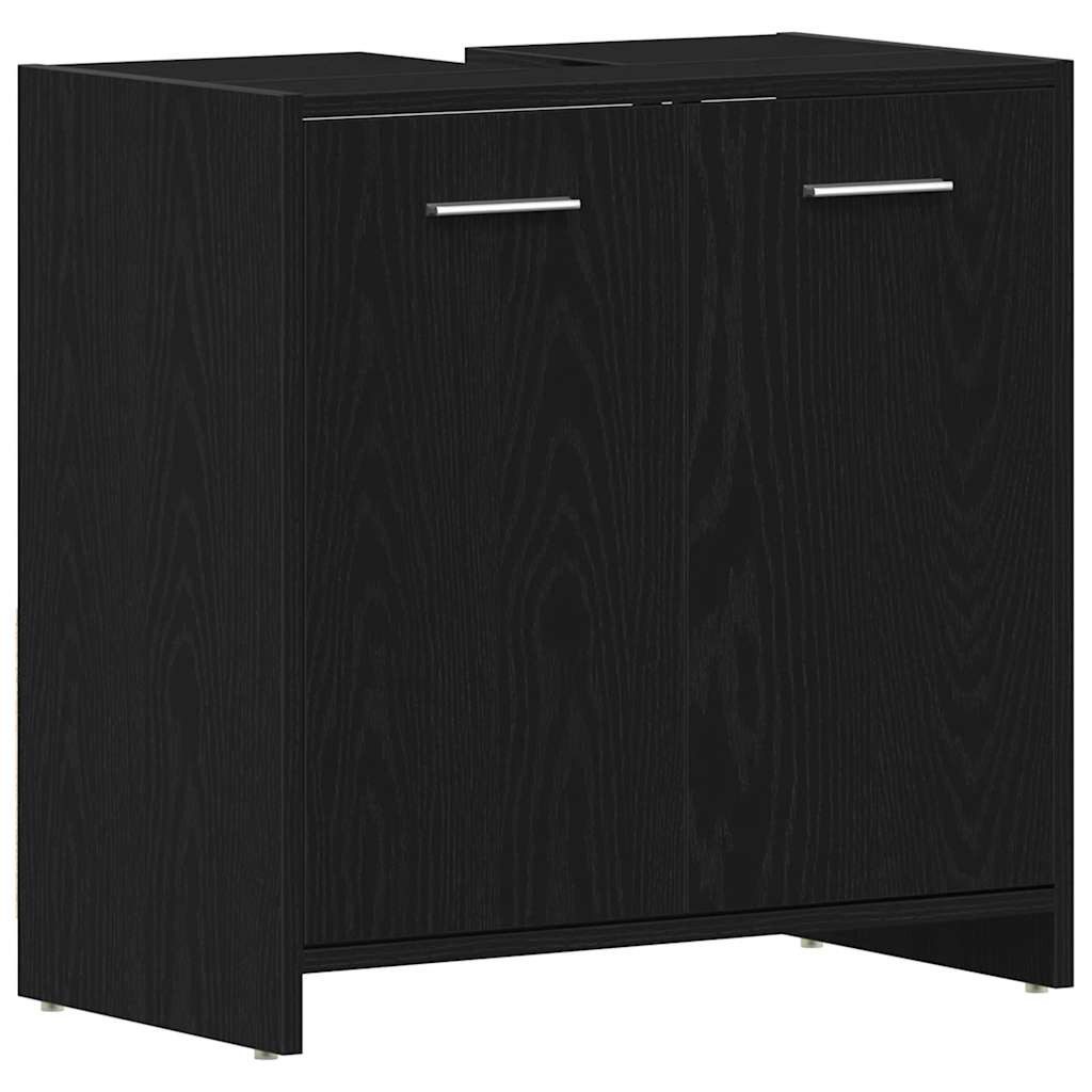vidaXL Waschbeckenunterschrank Waschbeckenunterschrank Schwarz Eichen-Optik 60x33x60 cm