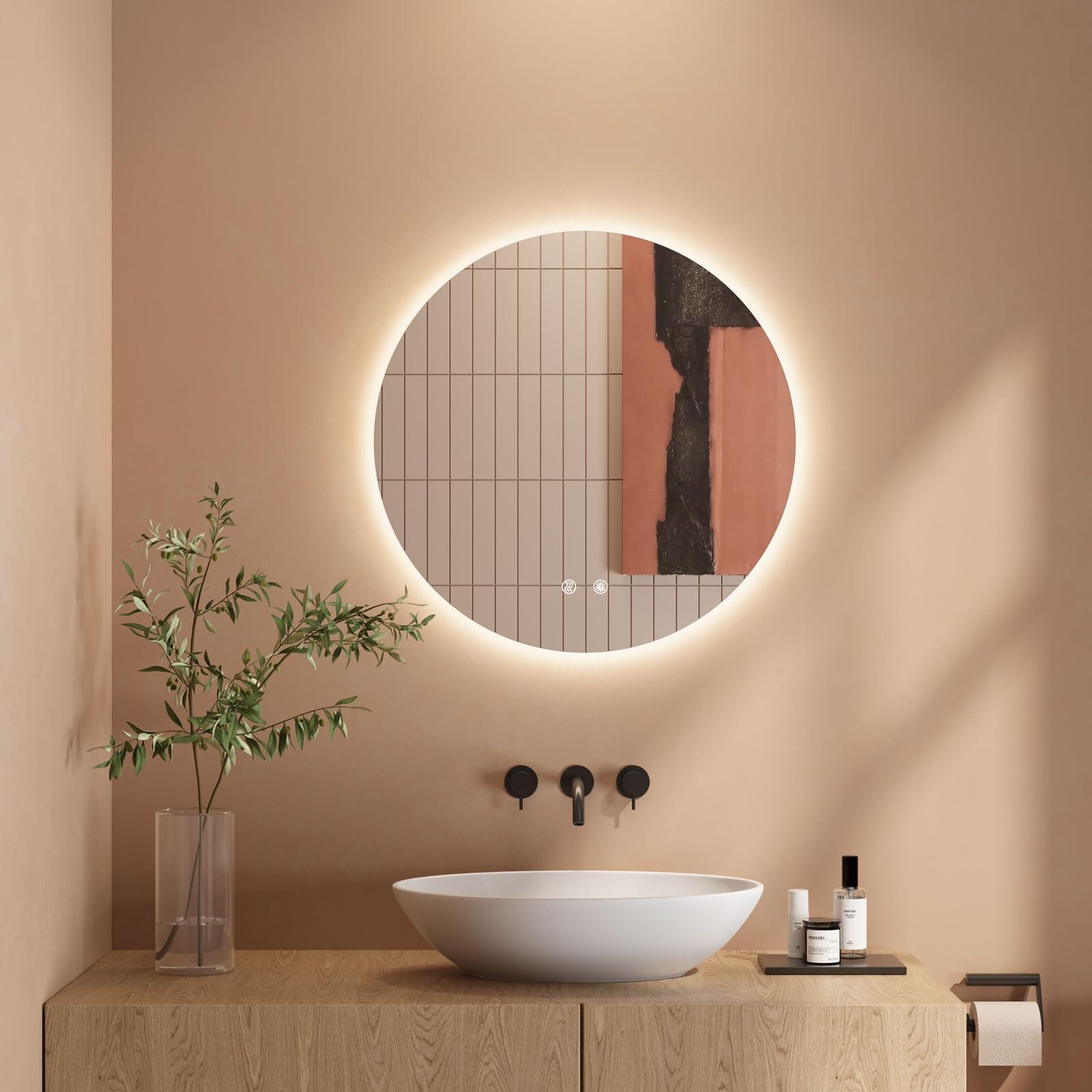 Dripex Badspiegel LED Wandspiegel Badezimmerspiegel mit Beleuchtung, Rund/R günstig online kaufen