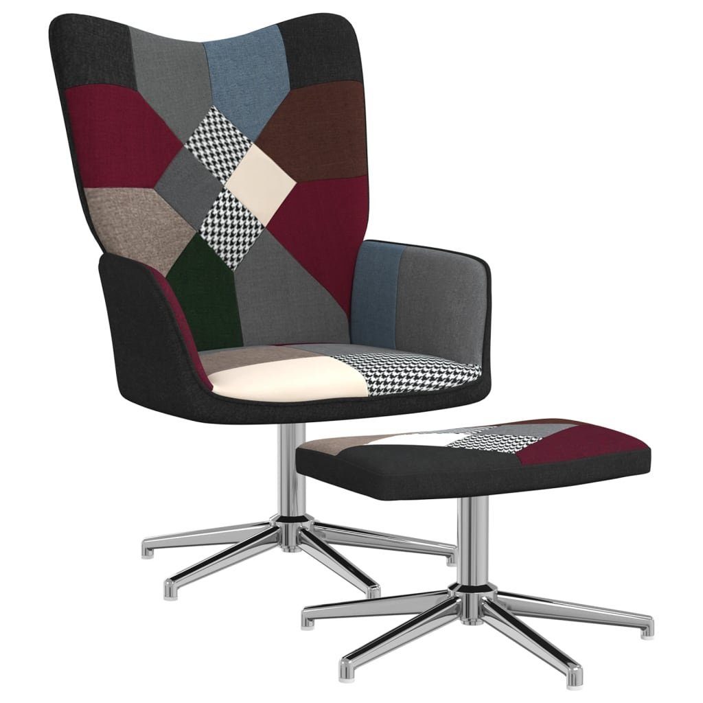 furnicato Sessel Relaxsessel mit Hocker Patchwork Stoff