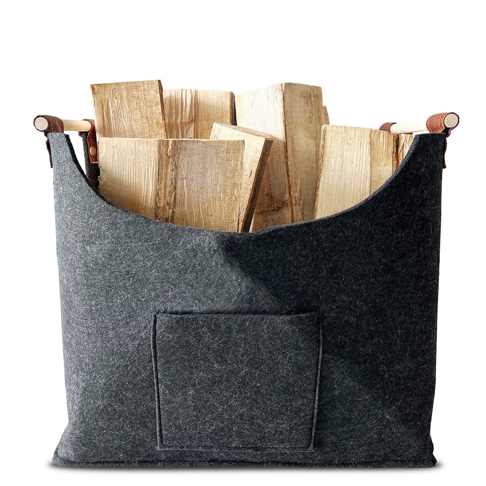Karat Allzweckkorb Filztasche Vesta, Verstärkter Holzgriff, Faltbar, Kaminh günstig online kaufen