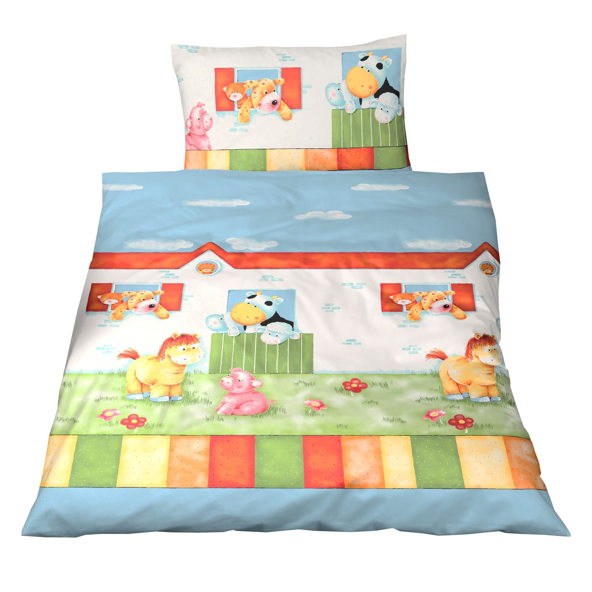 JACK Babybettwäsche 100x135cm Hoftiere Bauernhof Bunt mit RV, Biber, 2 teil günstig online kaufen