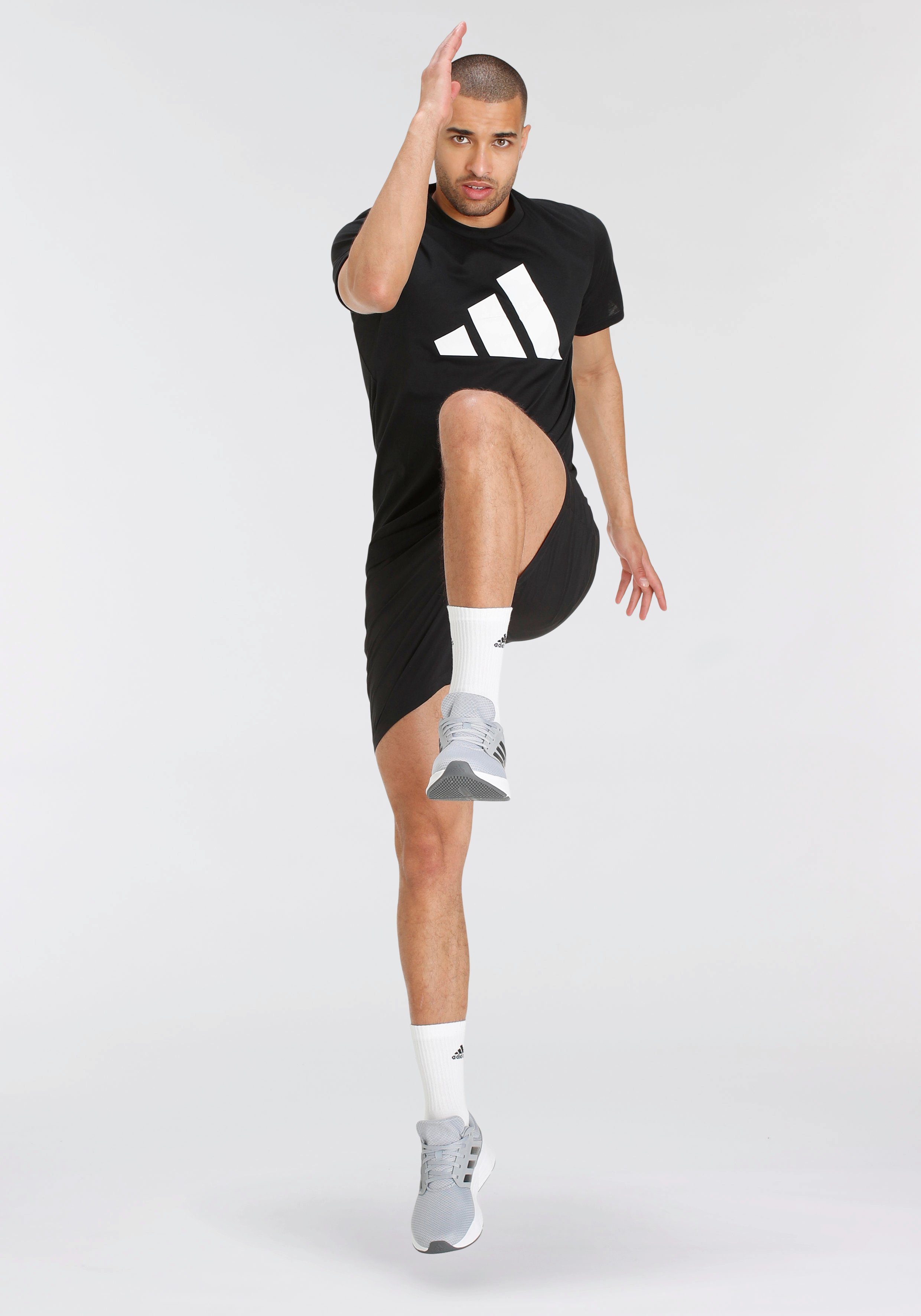 adidas Performance T-Shirt TRAINING ESSENTIALS LOGO Black White FEELREADY / TRAIN