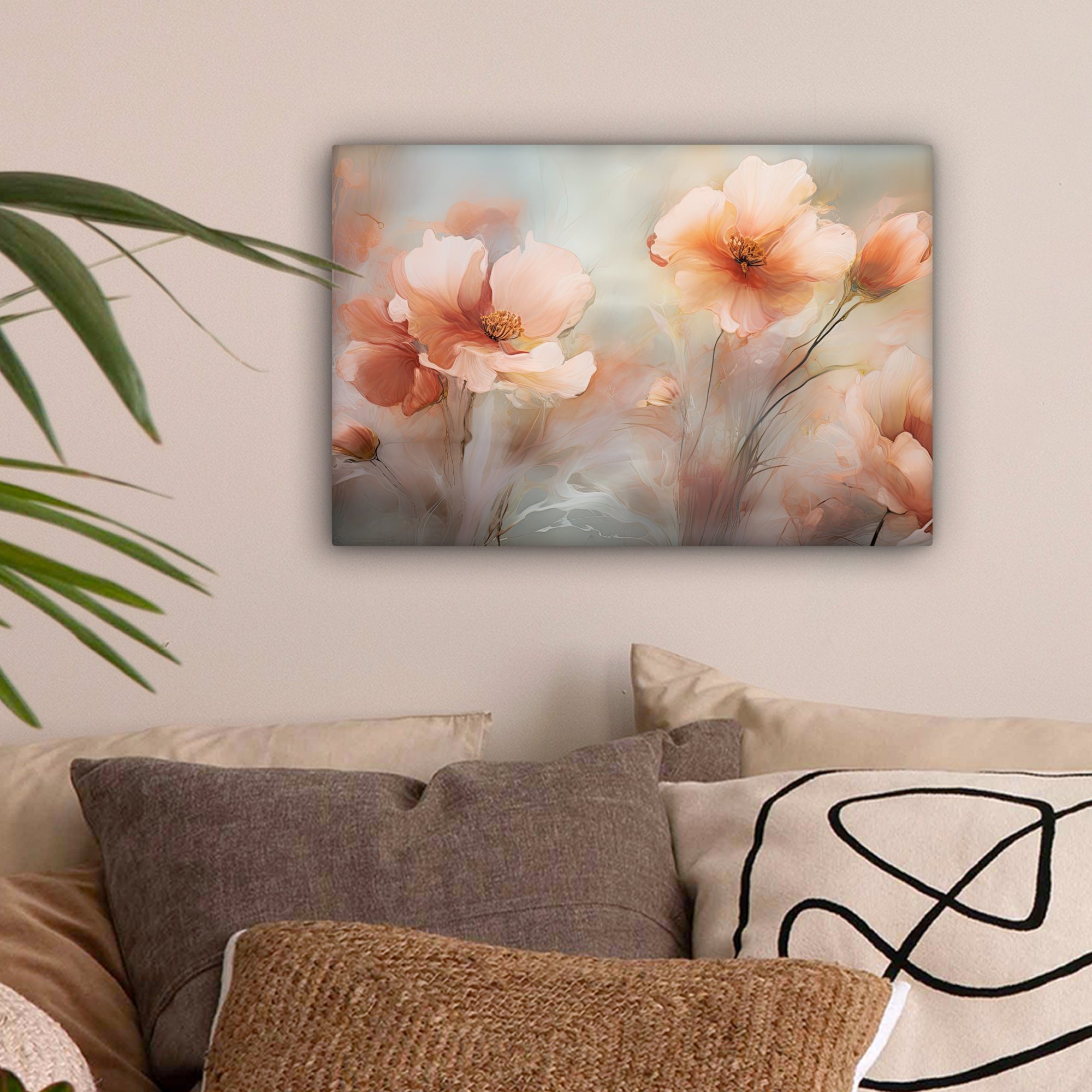 OneMillionCanvasses® Leinwandbild Blumen - Pastell - Kunst - Mohnblumen - A günstig online kaufen