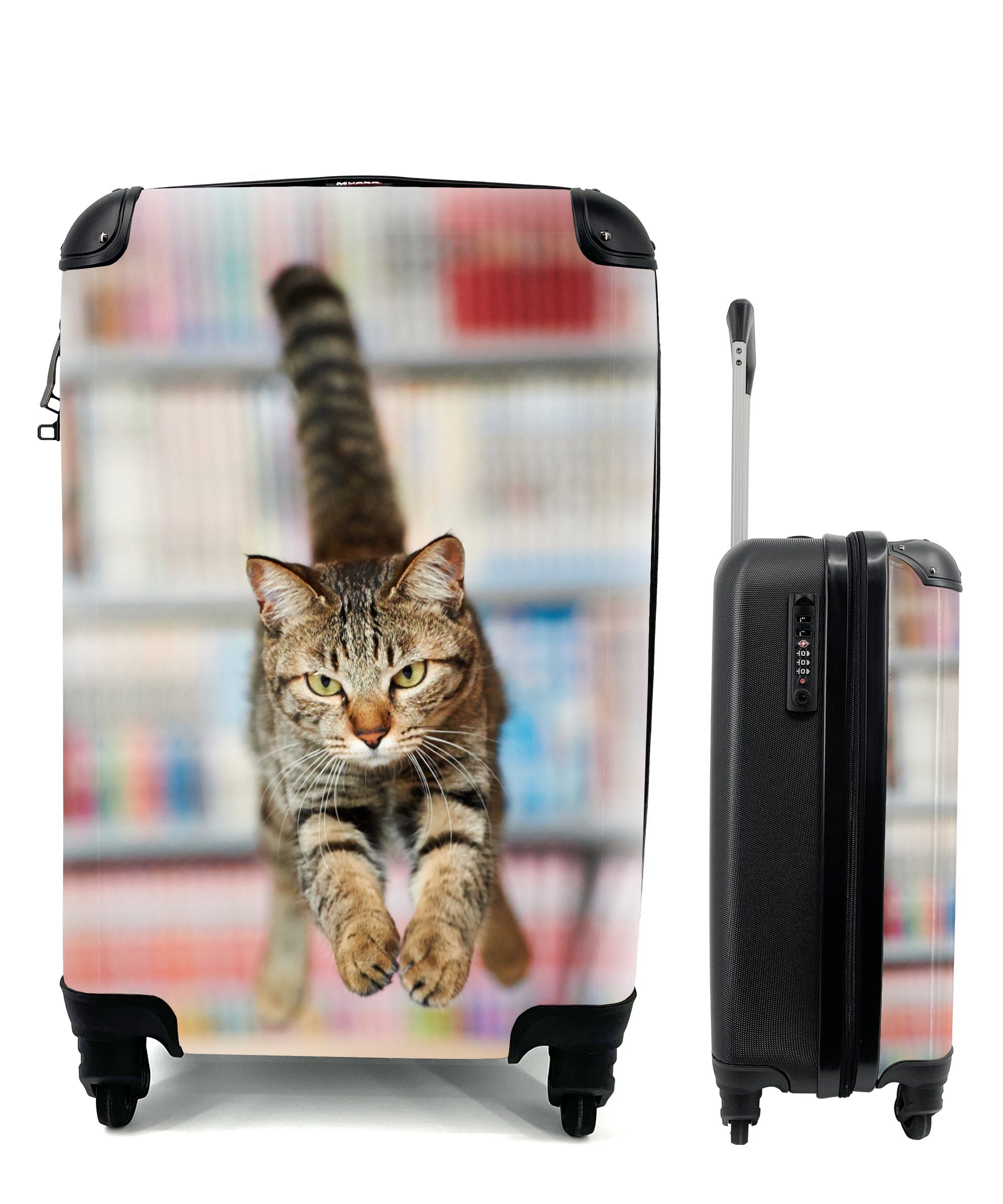 MuchoWow Handgepäckkoffer Katze - Frühling - Stuhl, 4 Rollen, Reisetasche mit rollen, Handgepäck für Ferien, Trolley, Reisekoffer