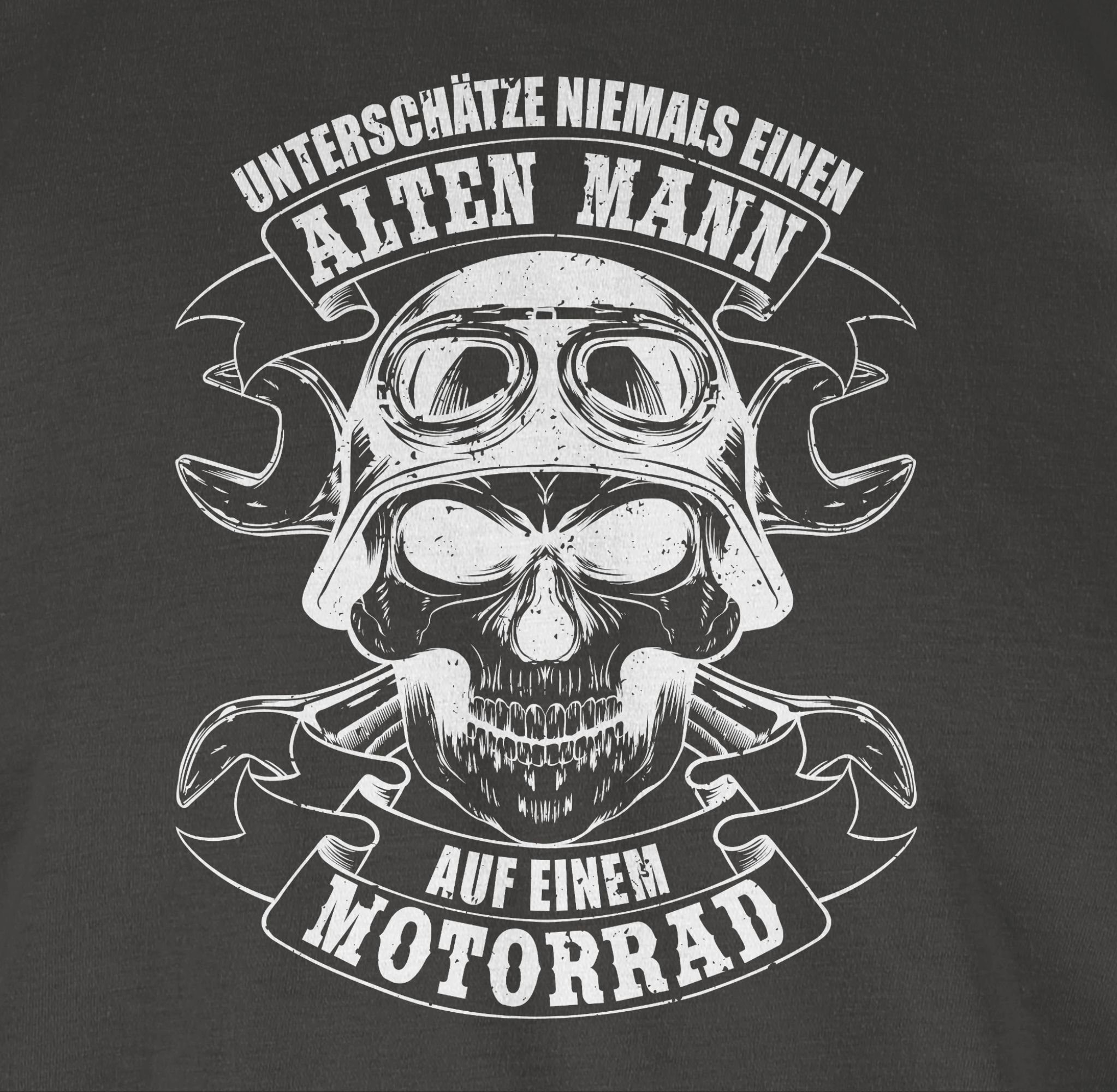 Motorrad weiß Biker einen niemals Unterschätze alten 2 Shirtracer T-Shirt - Dunkelgrau Mann