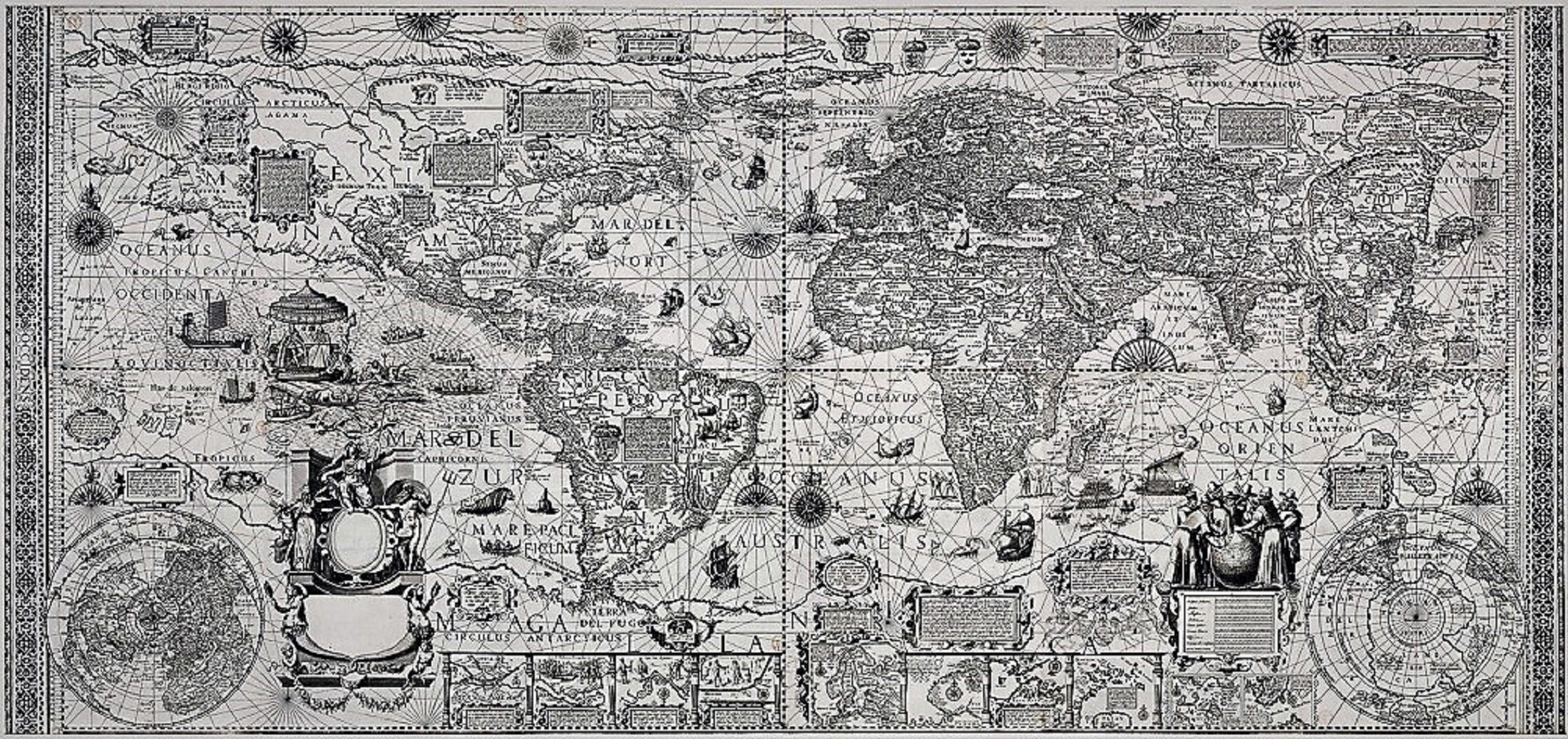 160 Kartenmappe, montiert auf die Renaissance Luxus Dekoobjekt Linoows 75 8 cm Blättern Weltkarte, x Alte Welt,