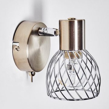 hofstein Wandleuchte »Seveso« Wandlampe aus Metall in Nickel-matt/Chrom, ohne Leuchtmittel, verstellbarer Strahler, E14, Gitter-Optik, An-/Ausschalter