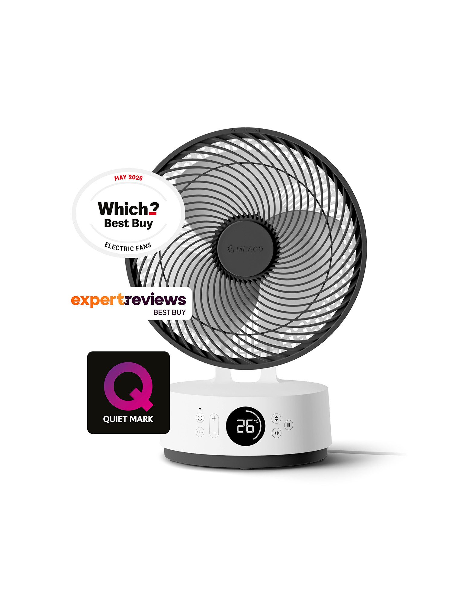 Meaco Akku-Standventilator Sefte® 10 Pro Akku-Tischventilator kabellos, leise, Fernbedienung, Nacht- und ECO-Modus, 12 Lüftergeschwindigkeiten, Ein- und Aus-Timer