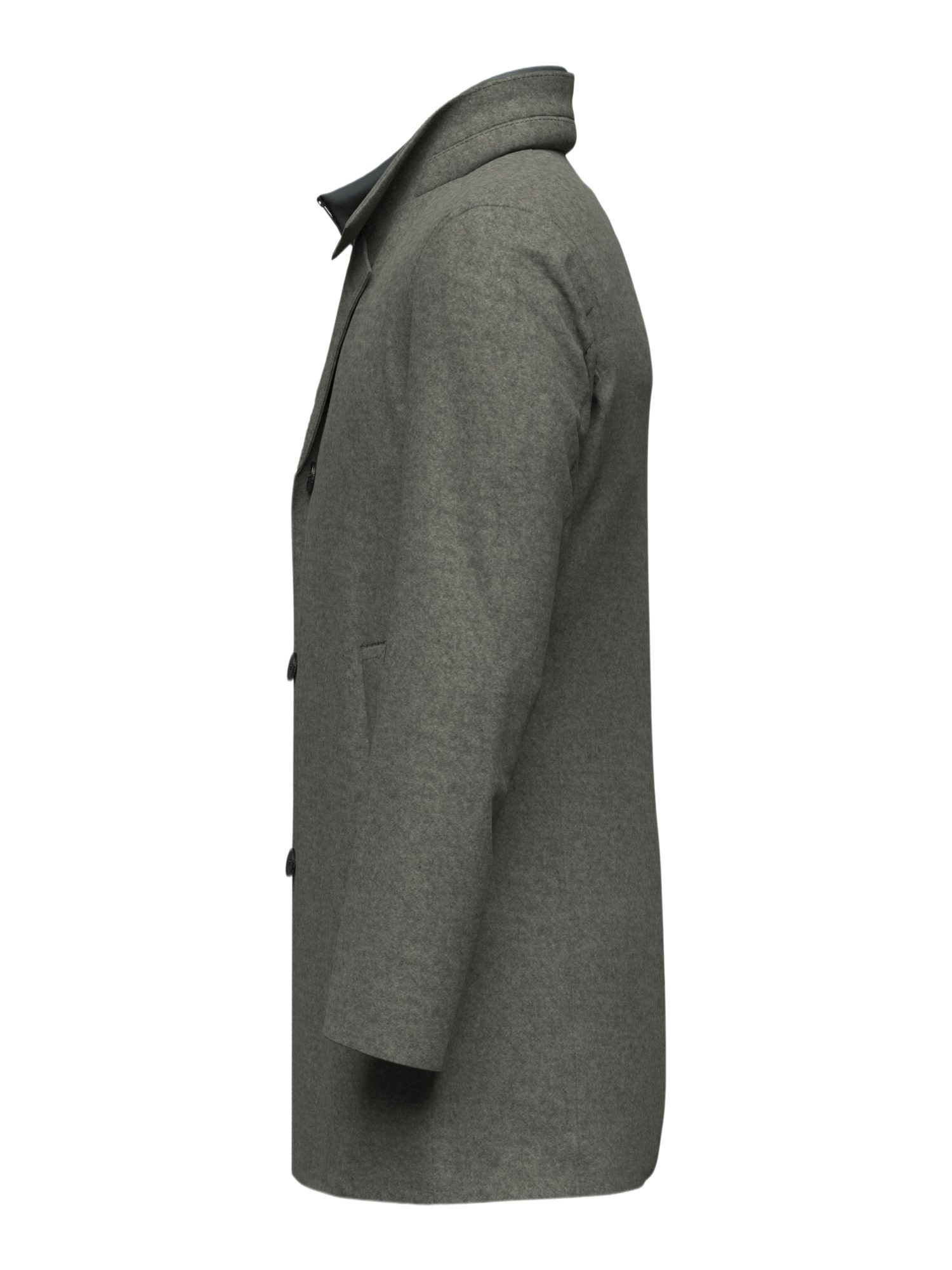 Strellson Langmantel grau,Outdoor,Wolle,Meliert,Stehkragen,Lang,Regular Fit