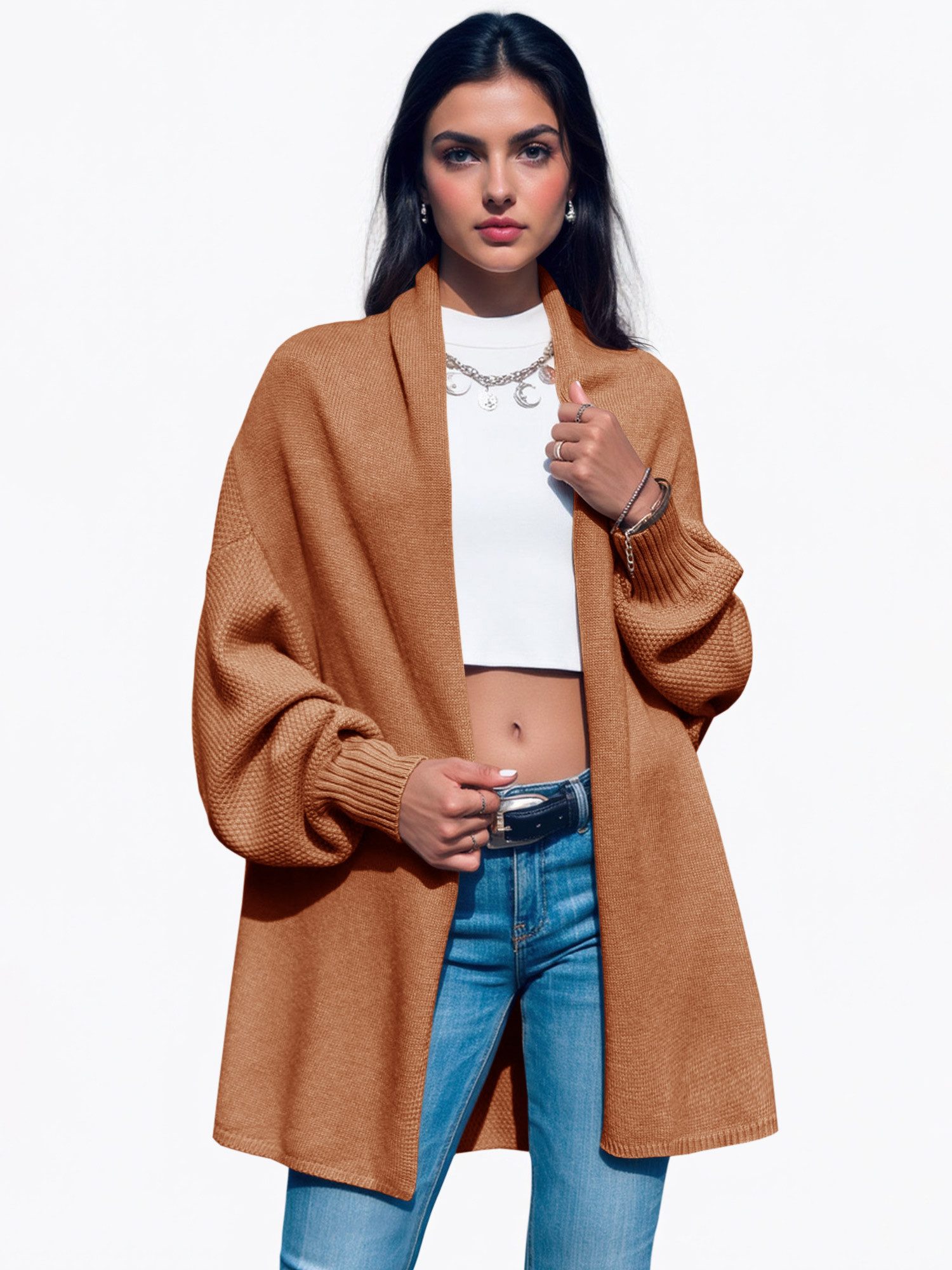 Imily Bela Cardigan Damen Lange Strickjacken mit Fledermausärmeln (Packung, günstig online kaufen