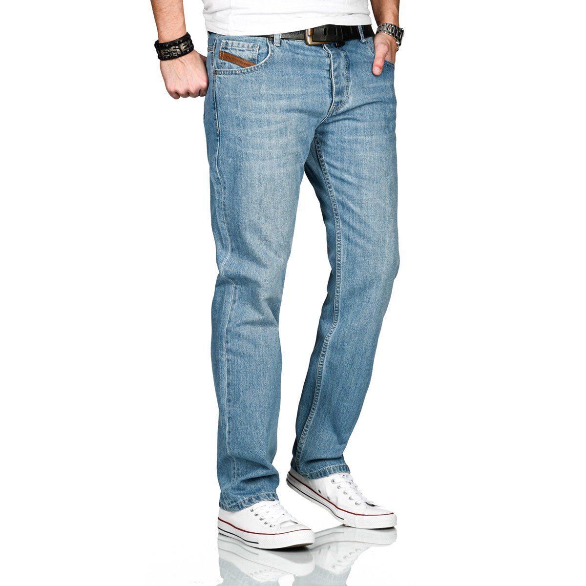 Hellblau Comfort-fit-Jeans ASMarco geradem - Salvarini Alessandro AS200 mit Bein