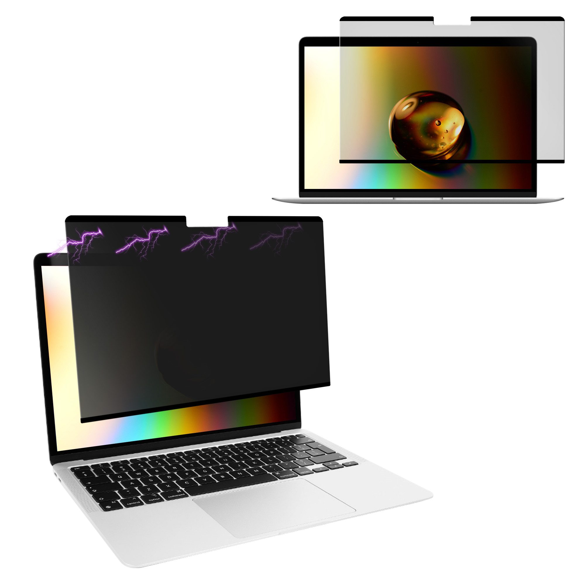 kwmobile Schutz-Set Folie für Apple MacBook Air 13.3" M1 A2337 A2179, Sichtschutzfolie - Blickschutzfolie Privacy Screen - Anti Spy Folie