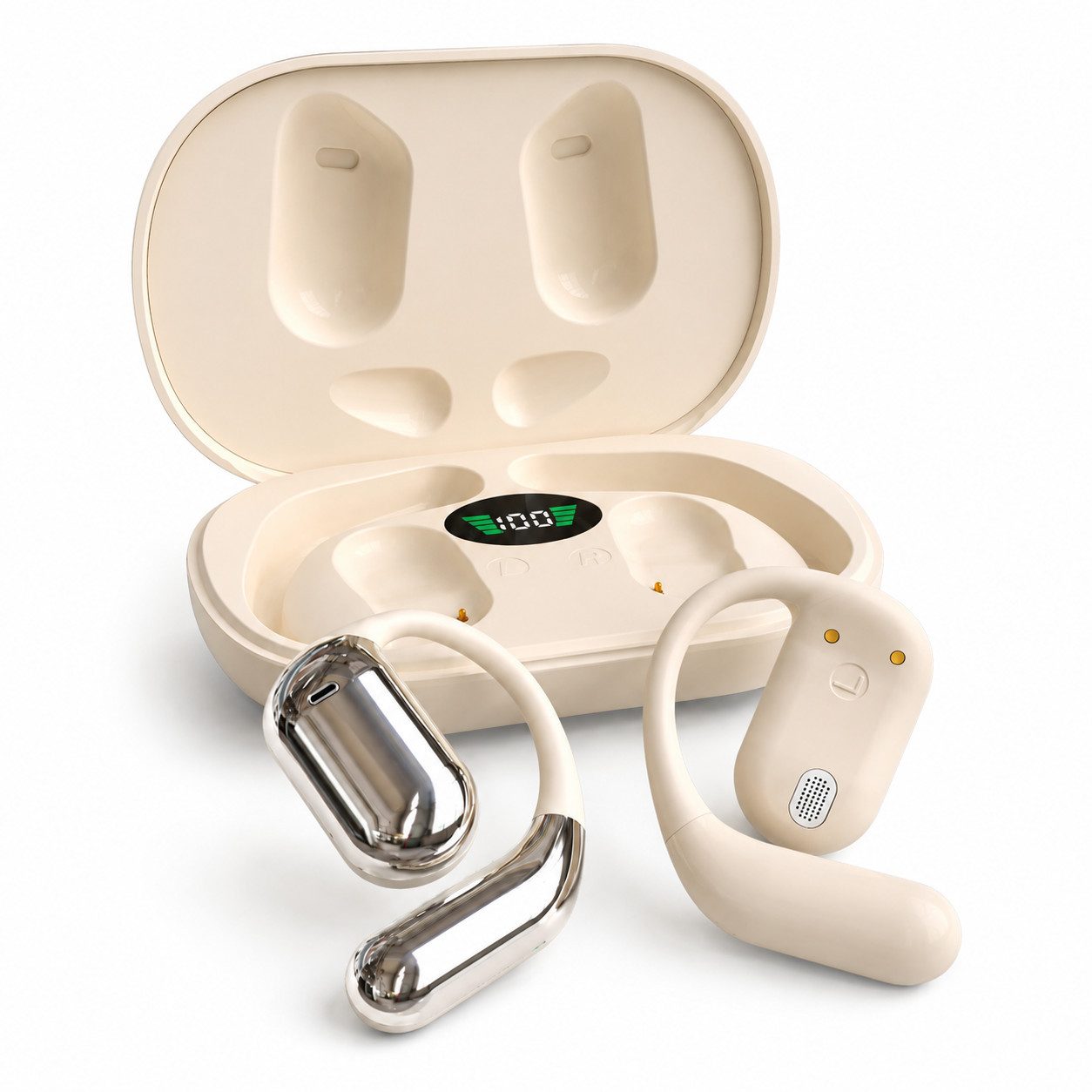 Toomoke Open-Ear-Kopfhörer Bluetooth 6.0, Bluetooth Kopfhörer kabellos, Open-Ear-Kopfhörer (Sportkopfhörer mit Ohrbügel, ANC, 4-Mikrofon-ENC, HiFi Stereo, 60 Std., IPX7, 14,2-mm-Treiber, Kabellose Sportkopfhörer mit Mikrofon für Sport, Büro und Alltag)