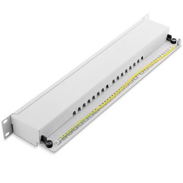 deleyCON deleyCON CAT 6 Patchpanel 16 Port 19" Rack Server geschirmt 16x RJ45 Netzwerk-Patch-Panel