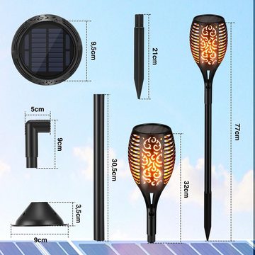 oyajia LED Solarleuchte 4x Solarleuchte LED Garten Beleuchtung Solarlicht Lampe Fackel Leuchte, LED fest integriert, Warmweiß, Wasserdichte IP65, für Garten, Hof, Balkon, Auffahrt, Weg Dekorieren