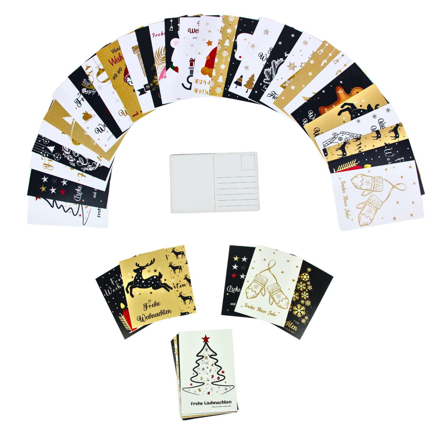 Fomax Weihnachtskarte Postkarten für Weihnachten und Silvester, 30 individuelle Postkarten