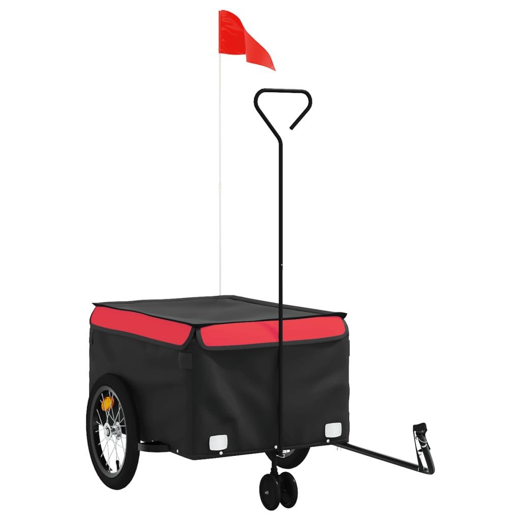 vidaXL Fahrradkinderanhänger schwarz rot Fahrradanhänger Schwarz und Rot 45 kg Eisen