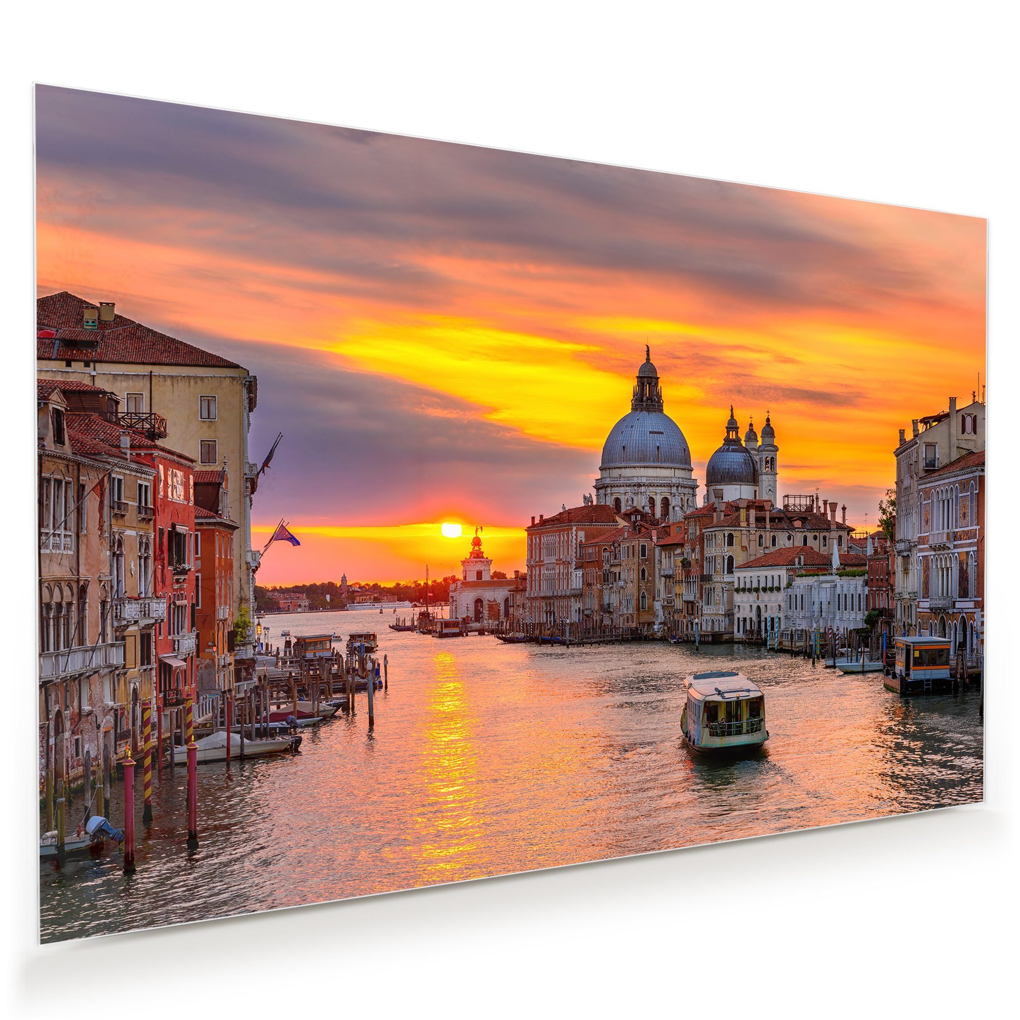 Länder & Venedig, Primedeco Sunset Aufhängung, Städte Grande, Canal mit Glasbild Wandbild