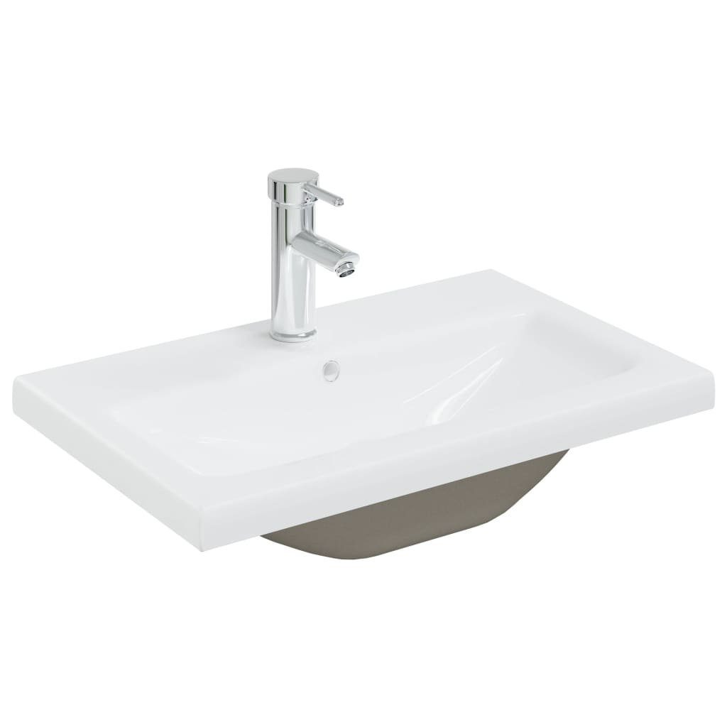 vidaXL Waschbecken Einbauwaschbecken mit Wasserhahn 61x39x18 cm Keramik Weiß
