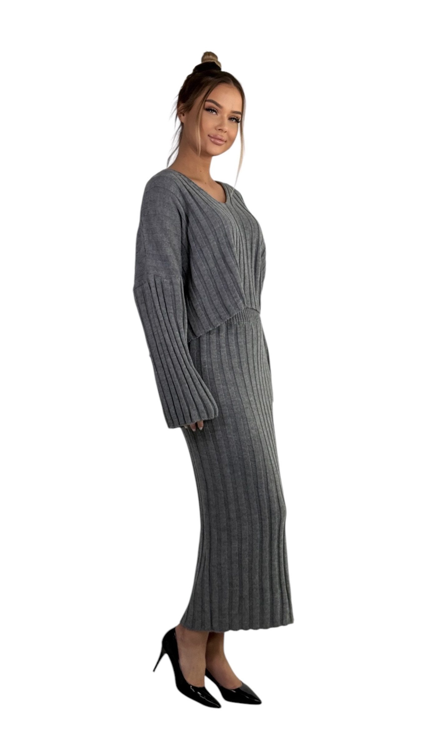 Mississhop Strickkleid Strickkleid Strickanzug Rock Pullover Damen M.3079