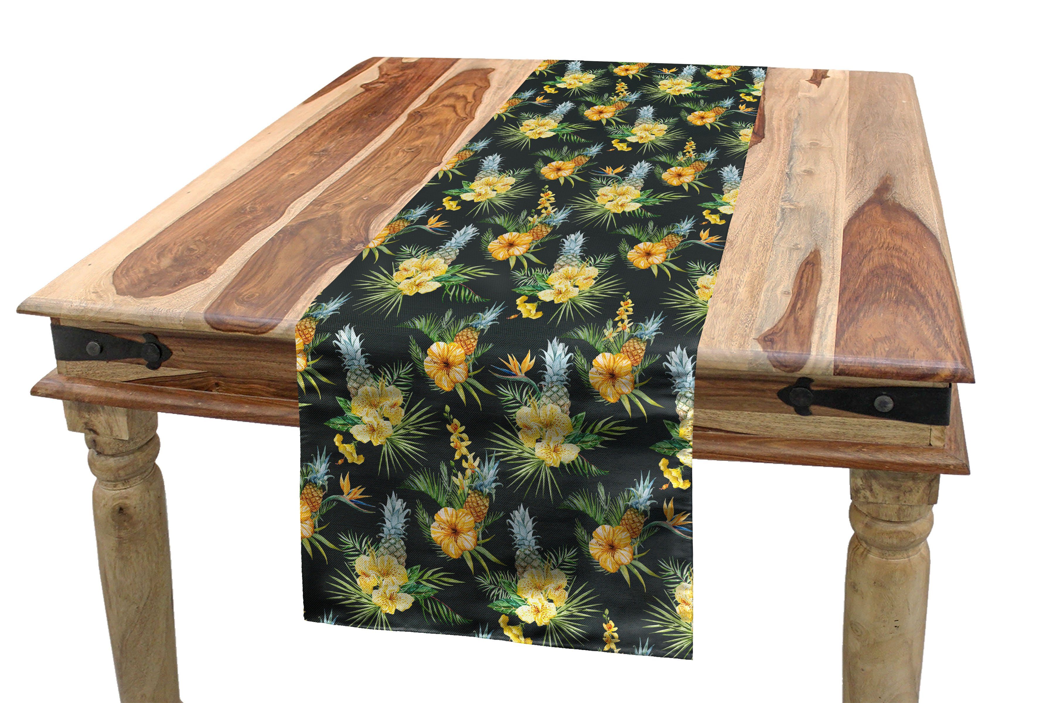 Abakuhaus Tischläufer Esszimmer Küche Rechteckiger Dekorativer Tischläufer, Hawaii Tropic-Blumen-Entwurf