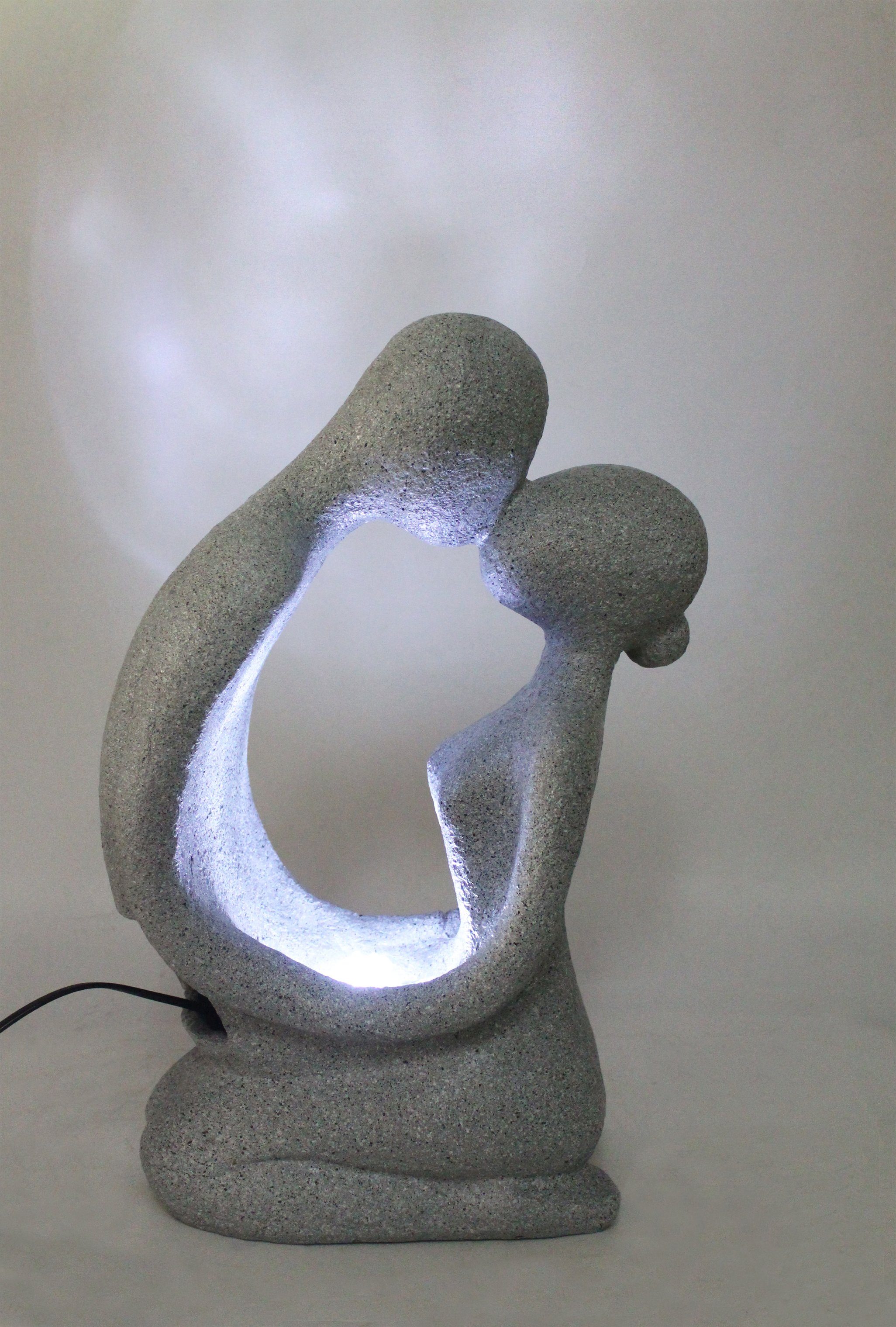 Arnusa Zimmerbrunnen Brunnen Modern Pärchen 48 cm in Granit-Optik Gartenbrunnen, für Innen und Außen Skulptur