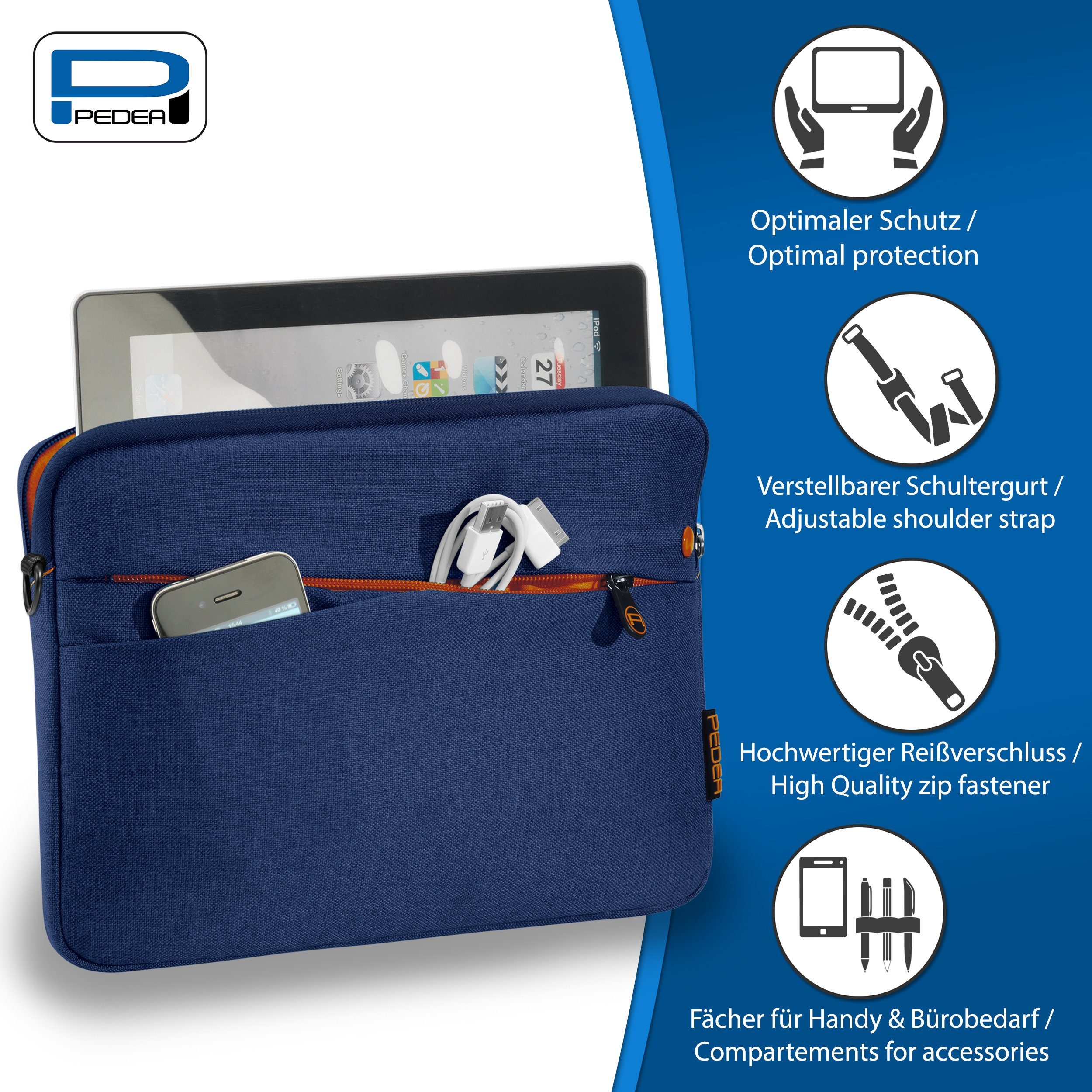 PEDEA Tablettasche FASHION Tablet Hülle mit Polsterung 12,9 / 13 Zoll, Gepolstert mit weichem Innenfutter