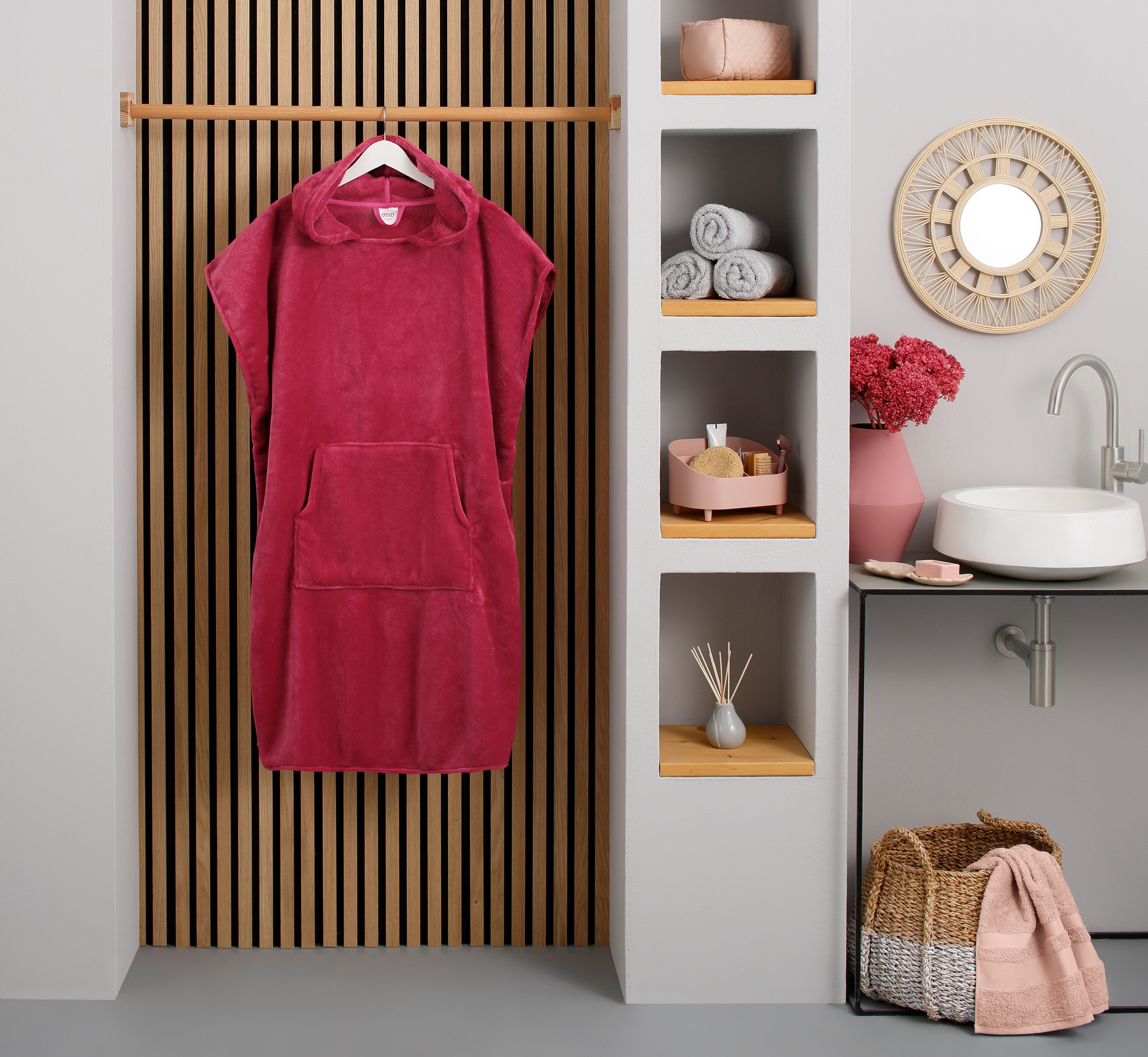 OTTO home Badeponcho Miia, Surfponcho ideal für Sauna, Spa & im Urlaub, Langform, Microfaser, Kapuze, weich und kuschelig, plüsch, Unisex, für Damen und Herren