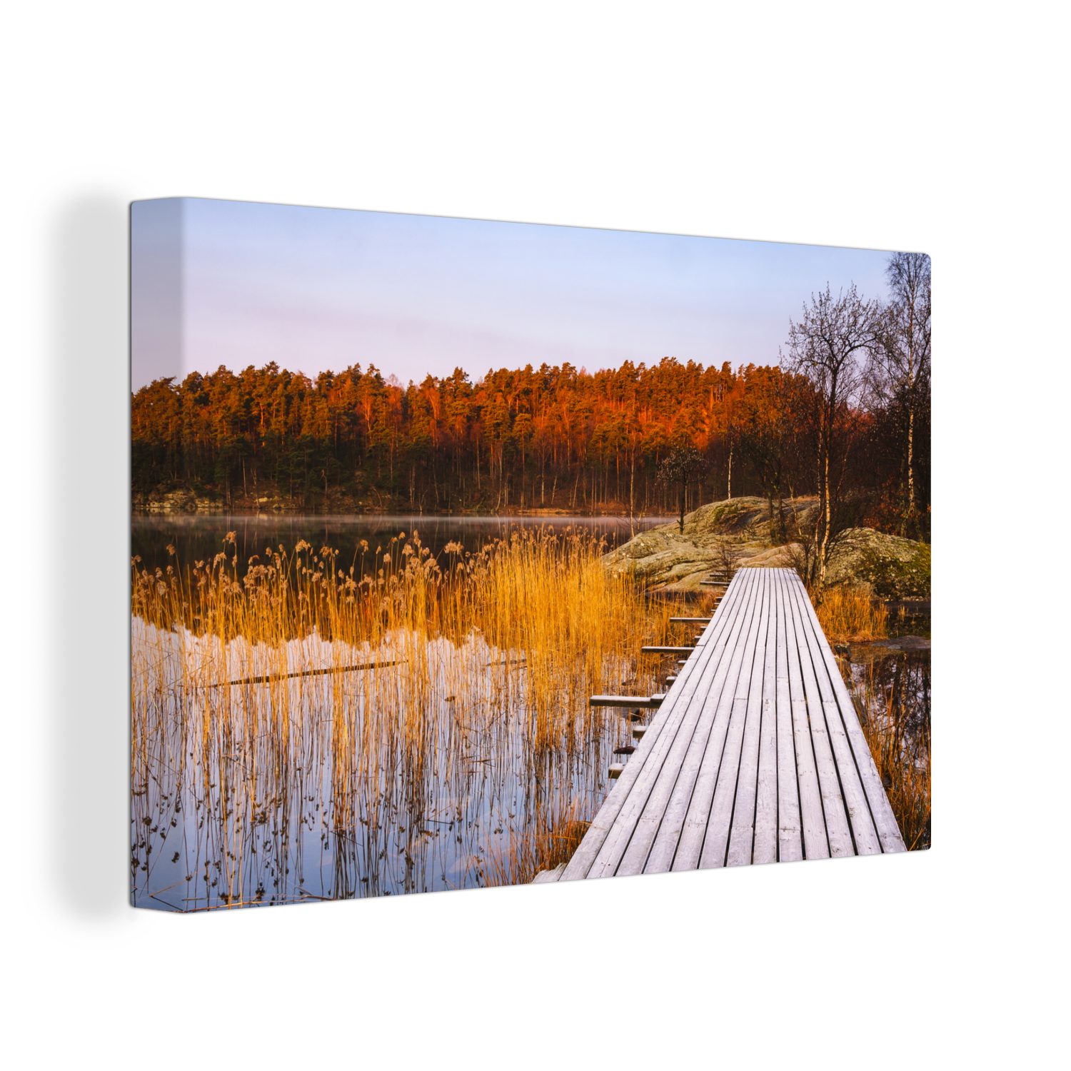 OneMillionCanvasses® Leinwandbild Steigleitung am Schwedensee, (1 St), Wandbild Leinwandbilder, Aufhängefertig, Wanddeko, 30x20 cm