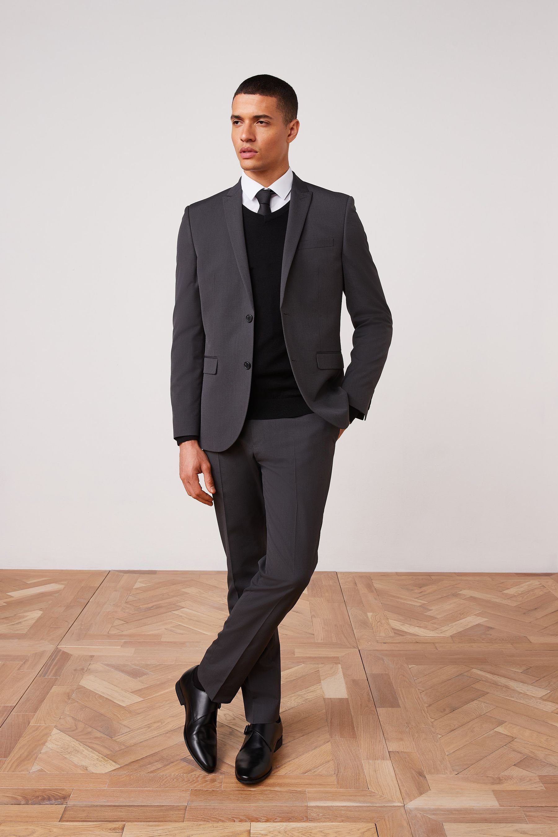 Anzug: Anzughose Fit Charcoal Hose (1-tlg) Next Slim Grey