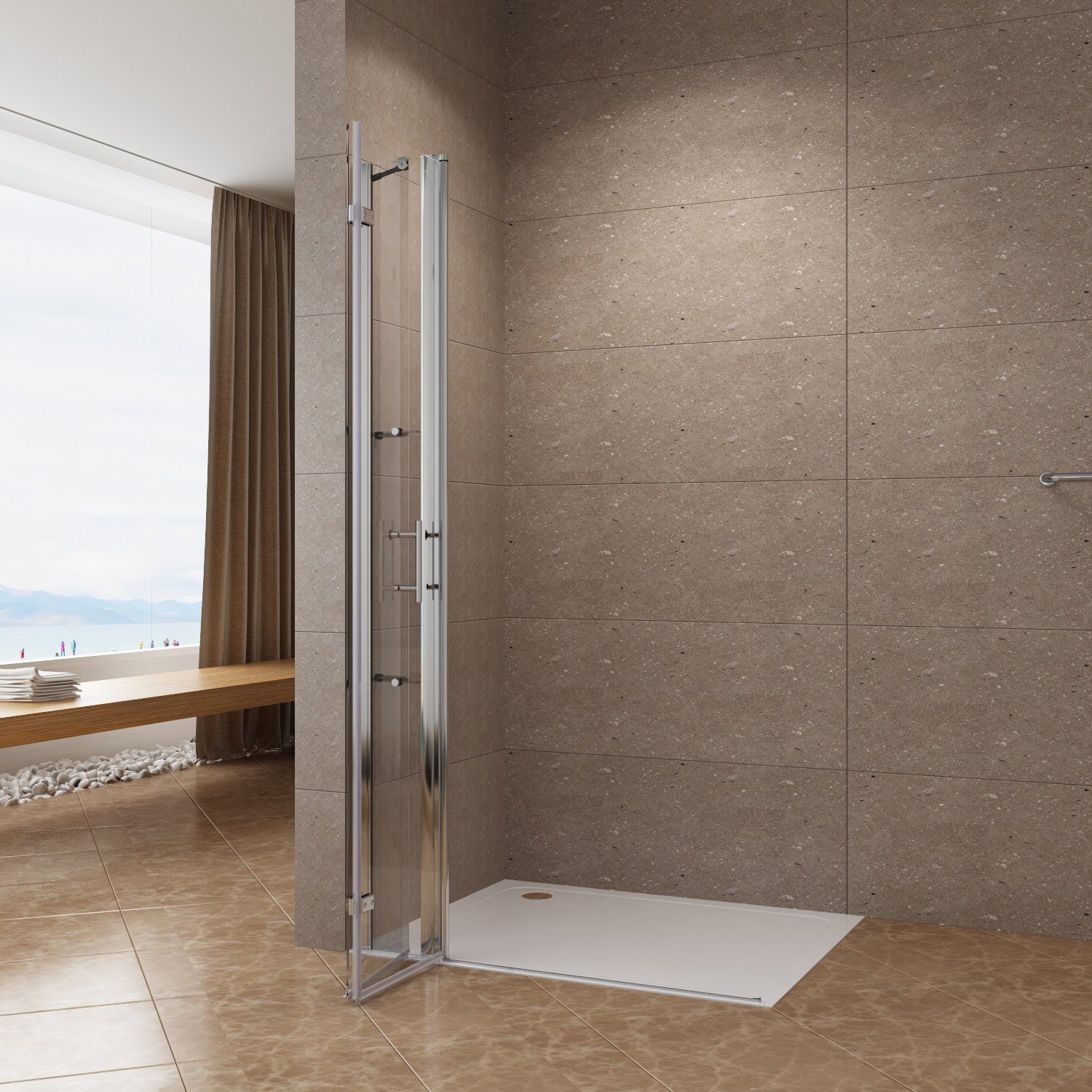 AQUABATOS Walk-in-Dusche Duschabtrennung Duschwand Glaswand Duschtrennwand Falttür Drehfalttür, 6 mm Einscheibensicherheitsglas, erhältlich in 6 verschiedenen Breiten(85,90,95,100,105,110,115,135 cm)