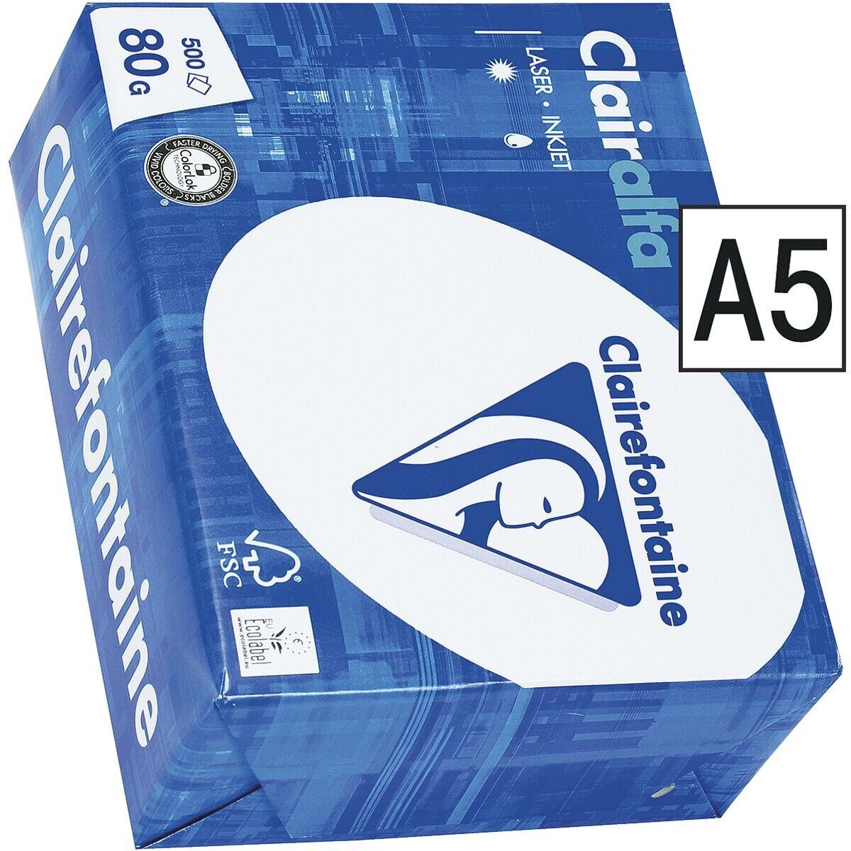 CLAIREFONTAINE Druckerpapier 2800, Format DIN A5, 80 g/m², 172 CIE, 500 Blatt
