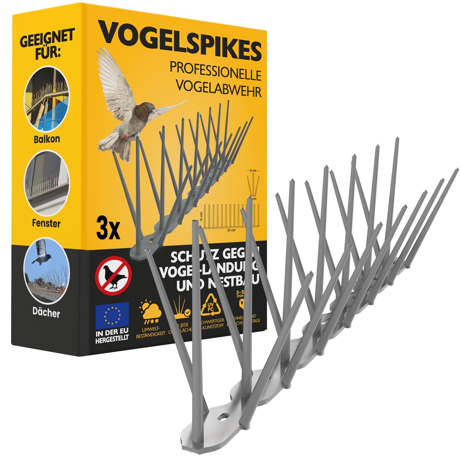 Konzept 11 Taubenspikes Taubenabwehr Kunststoff 33 cm, Set, 3-St.