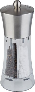 APS Salz-/Pfeffermühle manuell, (1 Stück), 2in1, einstellbarer Mahlgrad, Edelstahl/Acrylglas