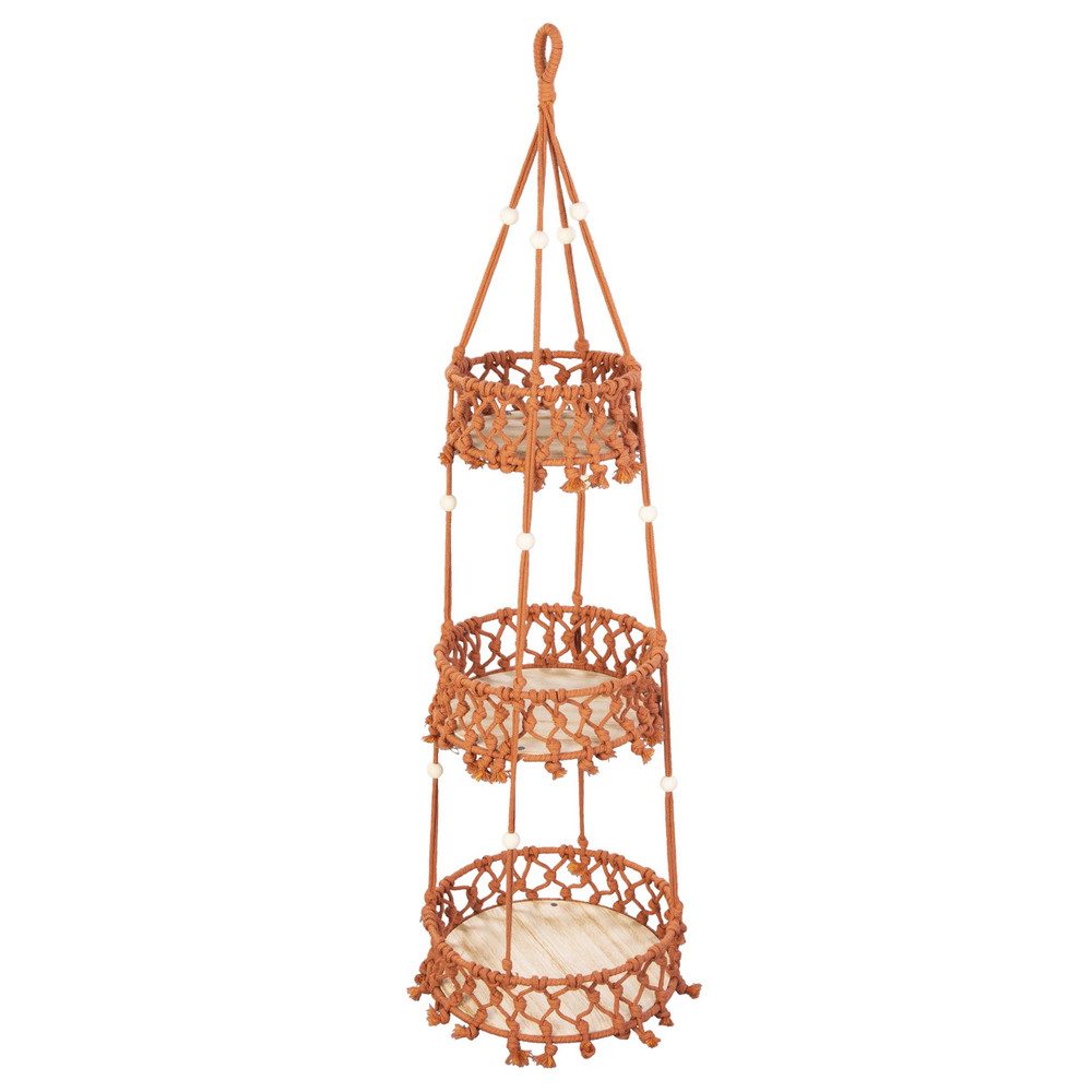 MICA Dekohänger Hängeregal mit 3 Körben - rot/braun - ca. 110 cm günstig online kaufen
