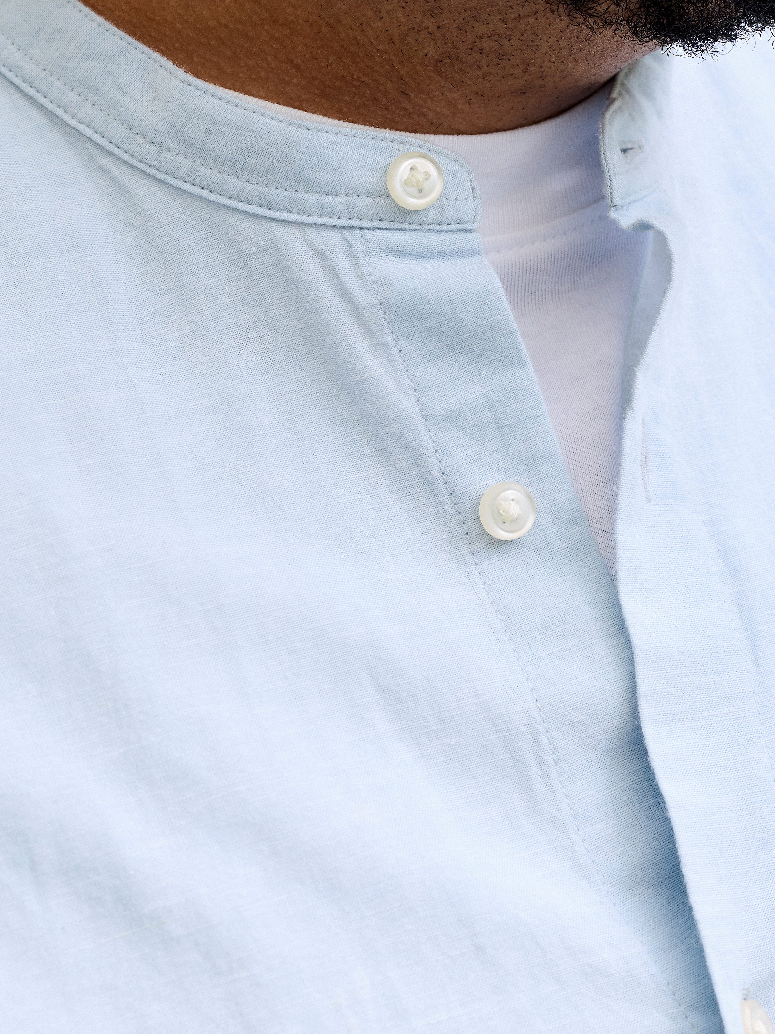 Jack & Jones PlusSize Langarmhemd JJEBREEZE LINEN BLEND BAND SHIRT L PLS mit Stehkragen – Bild 3 von 5