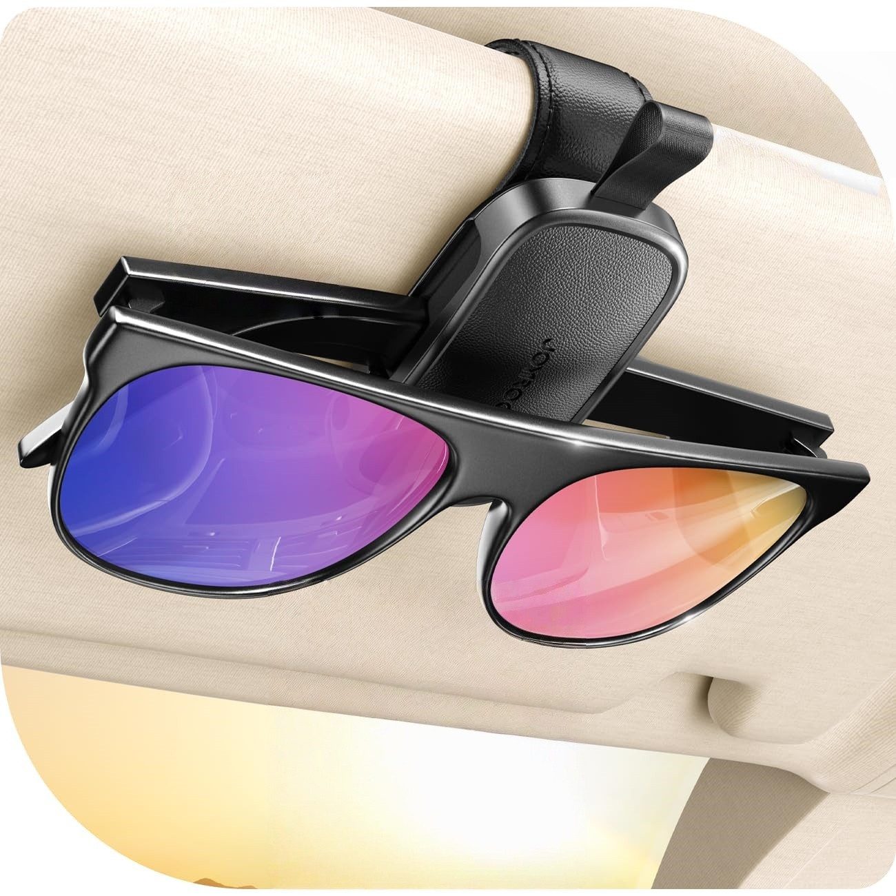 FOUORTUNATE-BEE Brillenetui Magnetischer Sonnenbrillenhalter für Auto-Sonnenblende, Schwarz, Auto Brillenhalter mit Einhandbedienung für Sonnenblenden