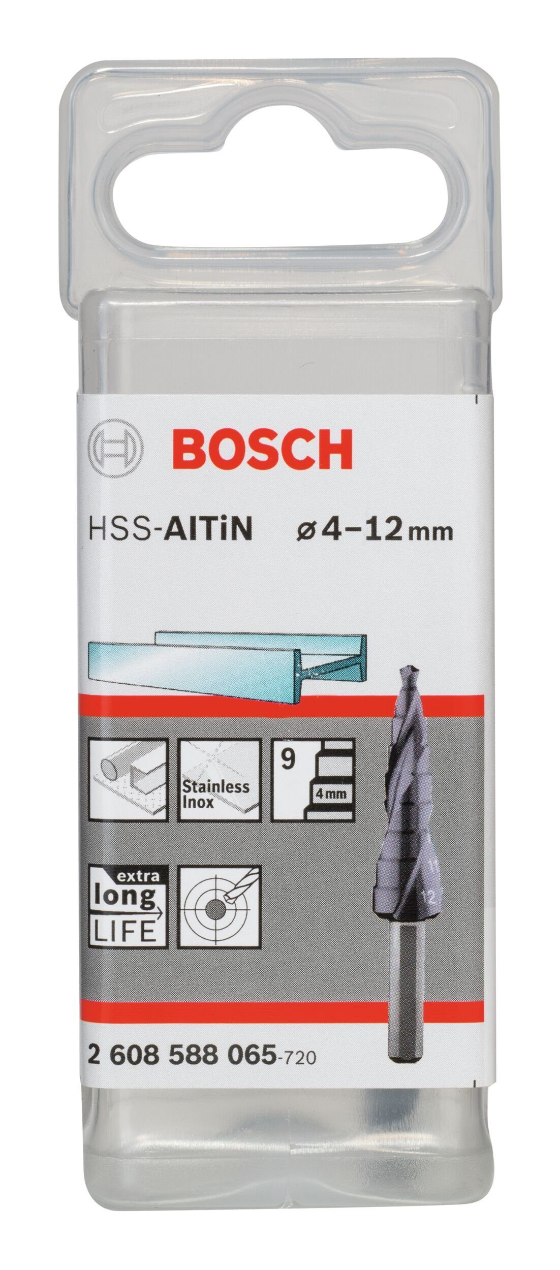 Thumbnail - BOSCH Metallbohrer, HSS-AlTiN Stufenbohrer 9 Stufen - 4 - 12 x 66,5 x 6 mm