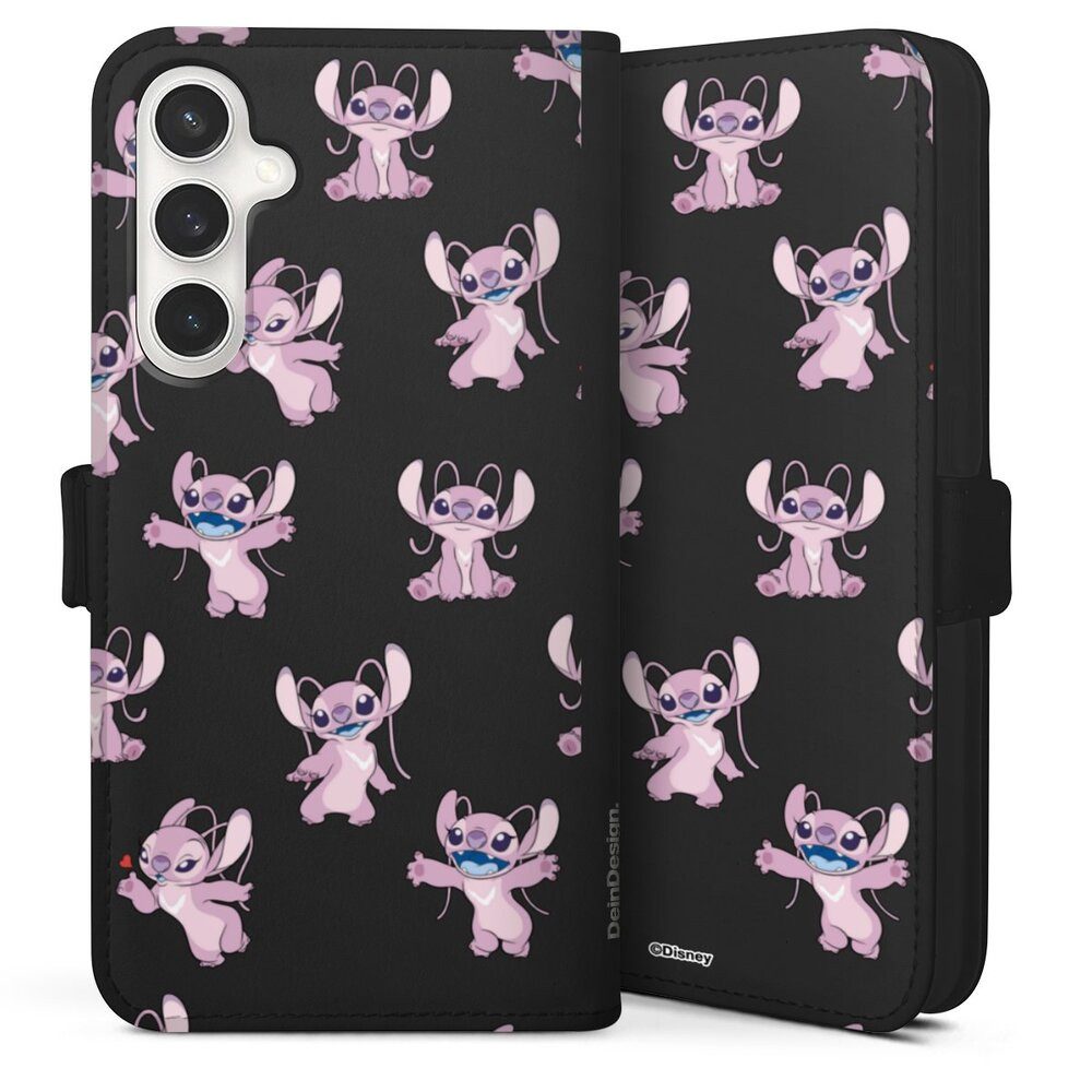 DeinDesign Handyhülle Lilo & Stitch Engel Disney Angel Faces Pattern Transparent, Samsung Galaxy S24 FE 5G Hülle Handy Flip Case Wallet Cover