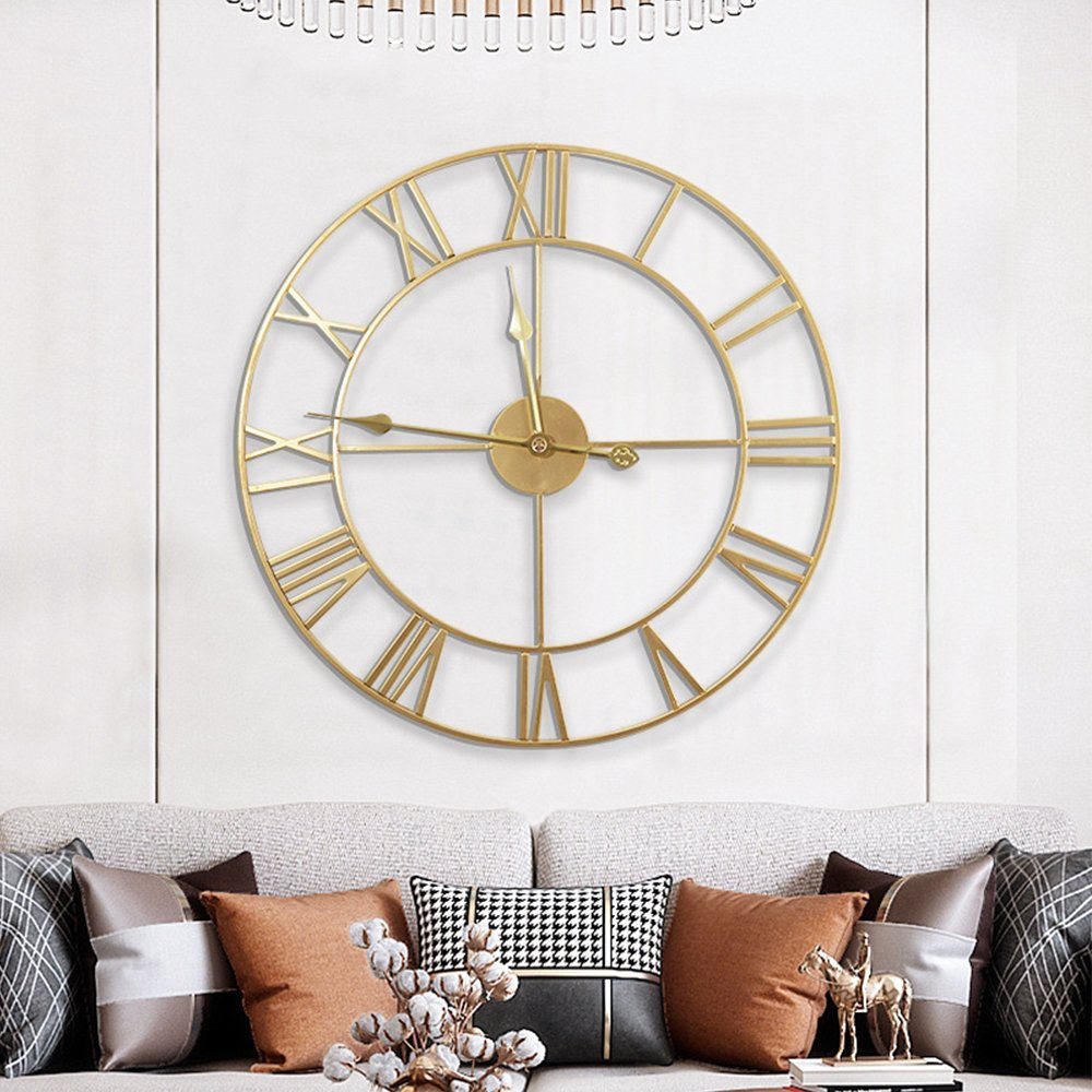 zggzerg Wanduhr Große Metall Wanduhr Leise Ohne Tickgeräusche Batteriebetri günstig online kaufen