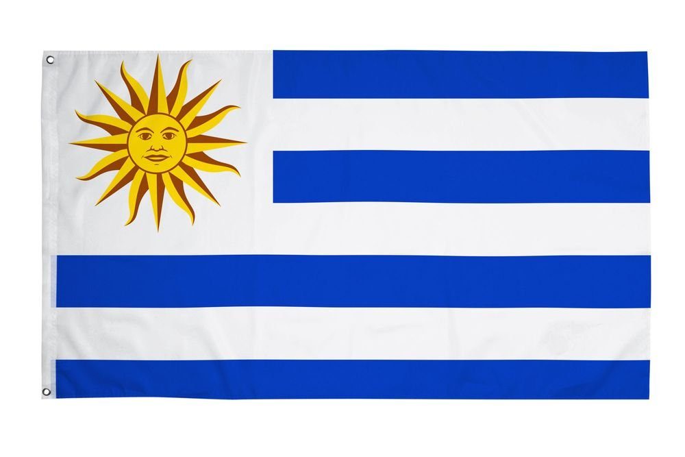 PHENO FLAGS Flagge Uruguay Flagge 90 x 150 cm Uruguayische Fahne (Hissflagge für Fahnenmast), Inkl. 2 Messing Ösen