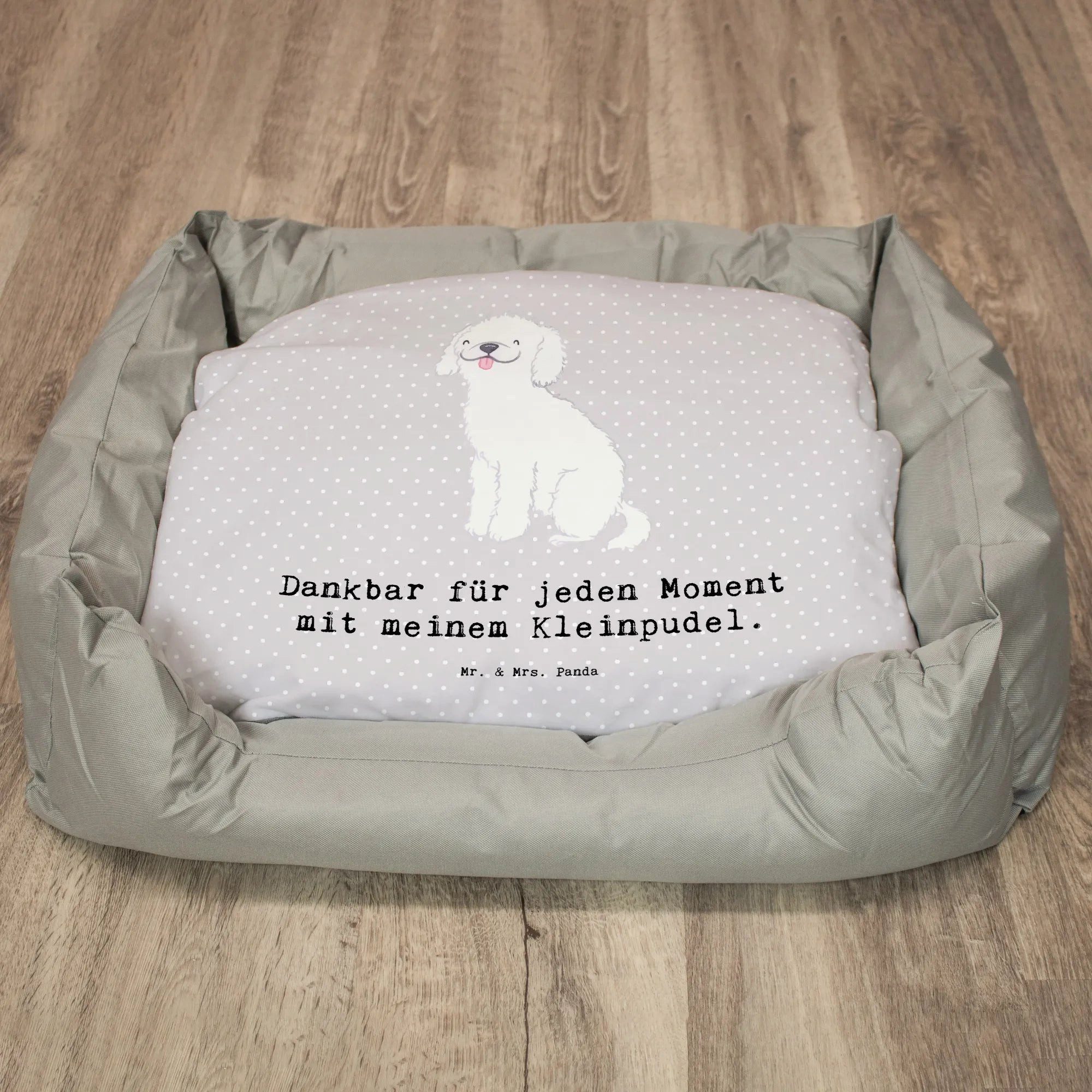Thumbnail - Mr. & Mrs. Panda Tierbett Kleinpudel Moment - Grau Pastell - Geschenk, Welpe, Hundesofa, Hundeb, Kuschelig warm