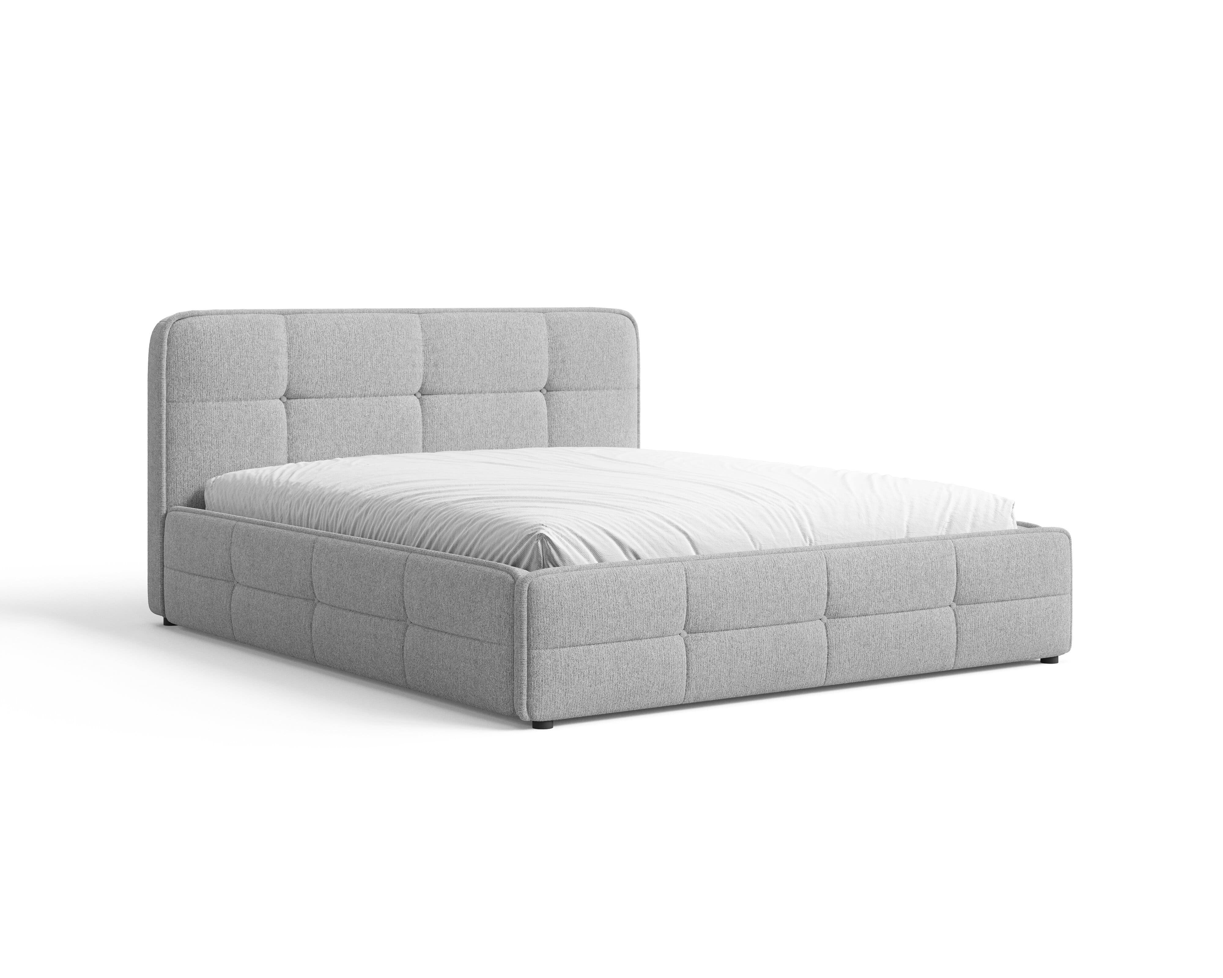 MOEBLO Polsterbett BETT 17 (mit Bettkasten und Federmechanismus, gepolstertes Kopfteil, Aragon-Strukturstoff, in 3 Größen - 140), Maße (B × H × T): 158/178/198 × 95 × 220 cm