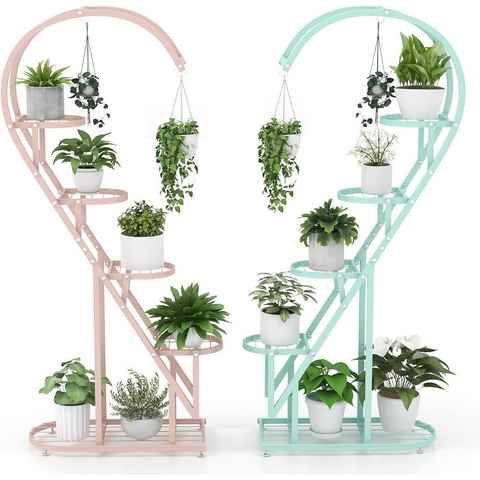 KOMFOTTEU Blumenständer 5-stufiger Metall-Pflanzenständer, mit 4 Aufhängehaken