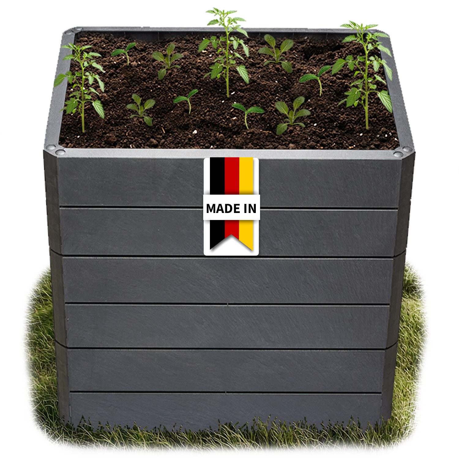 GARANTIA Hochbeet ERGO QUADRO M 75 Hochbeet Stone, inkl. FLORA Wassersparsystem