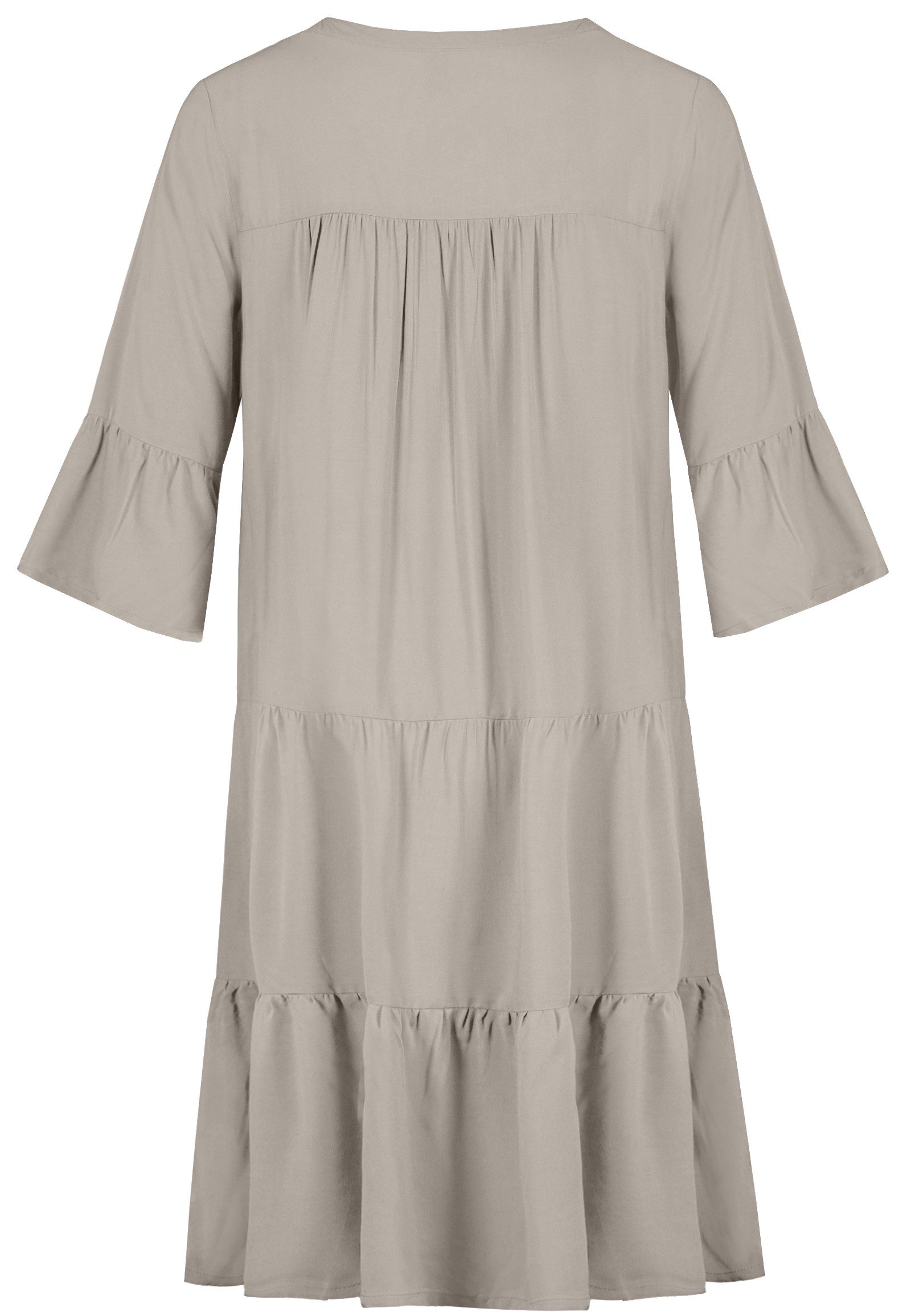 SUBLEVEL Shirtkleid V-Ausschnitt, 3/4-Ärmel, Volant-Saum, lockerer Schnitt günstig online kaufen