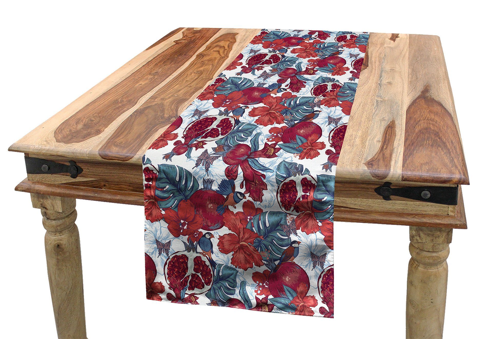 Abakuhaus Tischläufer Esszimmer Küche Rechteckiger Tropical Granatapfel Tischläufer, Dekorativer Hawaii Jahrgang