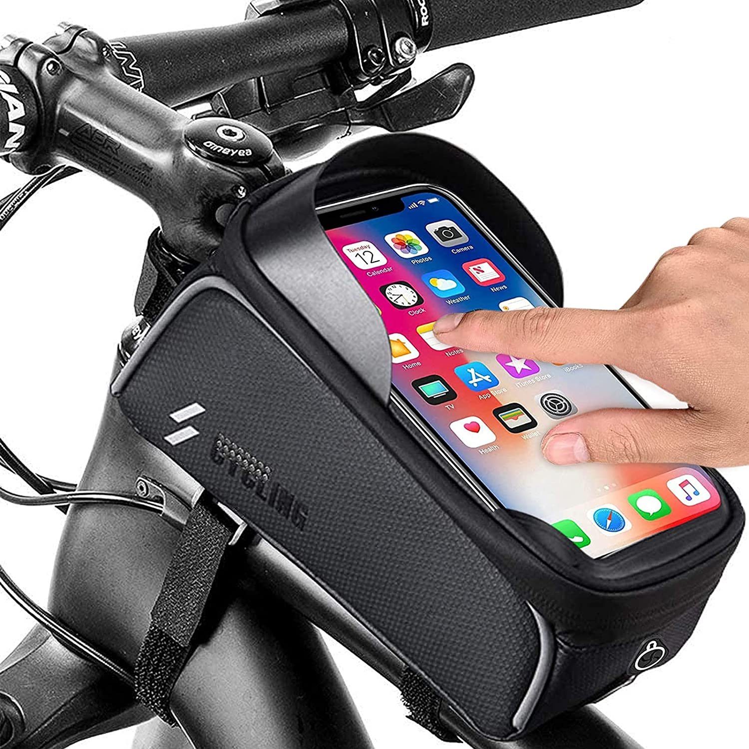 für Smartphones unter 7 Zoll Innerhalb mit Kopfhörerloch Qomolo Fahrrad Rahmentasche Wasserdicht Farhrradlenkertasche Fahrrad Handytasche mit Hochempfindlicher Touchscreen 