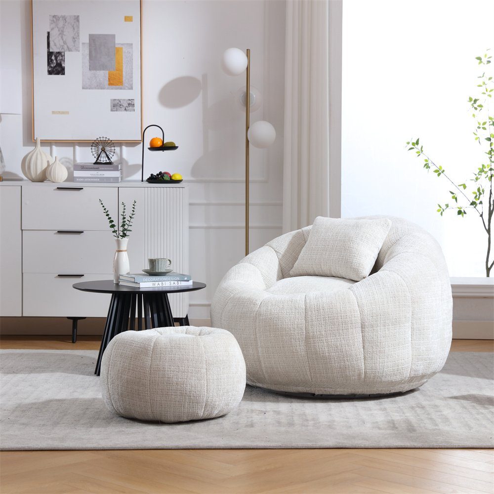 OKWISH Stuhl runder drehbarer Sitzsack-Stuhl (360°-freie Rotation super weiche Couch), hoher Dichte Memory-Schaum gefüllter erwachsener Sitzsack-Stuhl